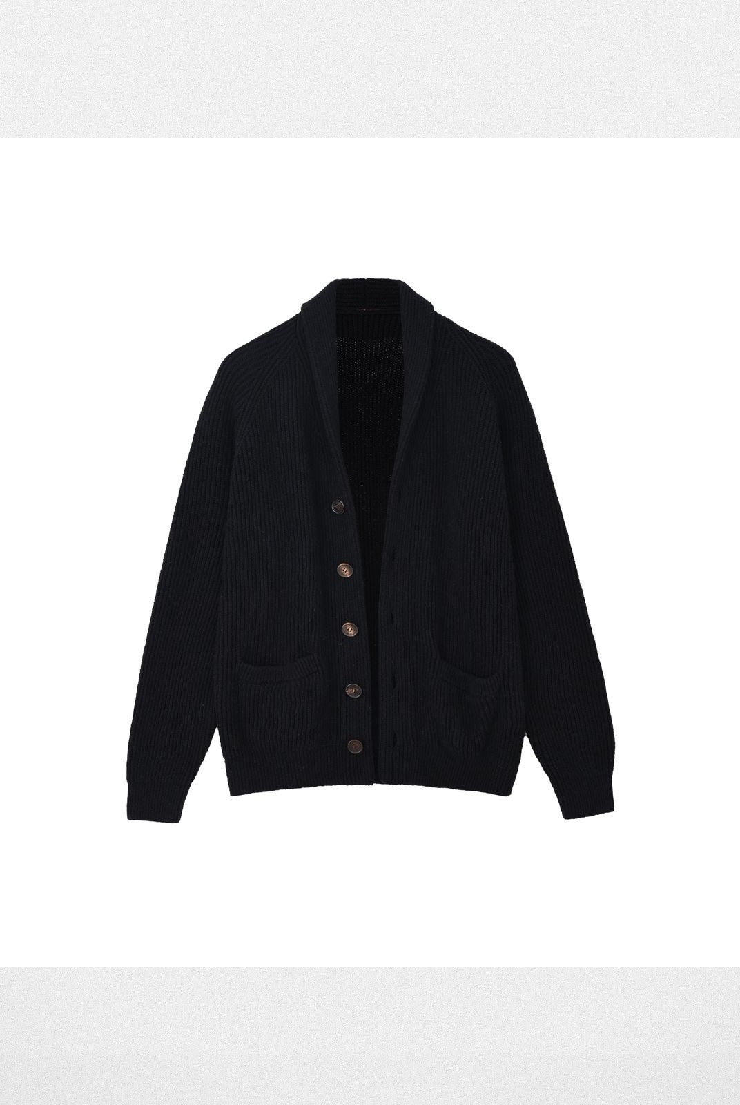 Roolrren Homme Shawl Collar Cotton Blend Cardigan in Black