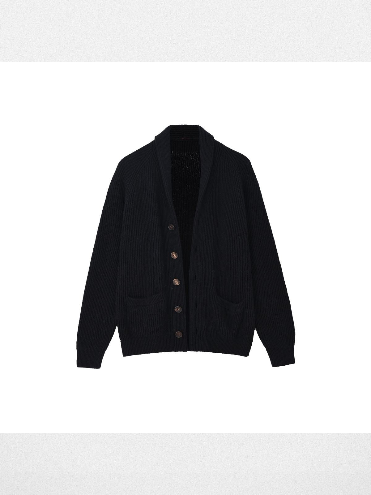Roolrren Homme Shawl Collar Cotton Blend Cardigan in Black