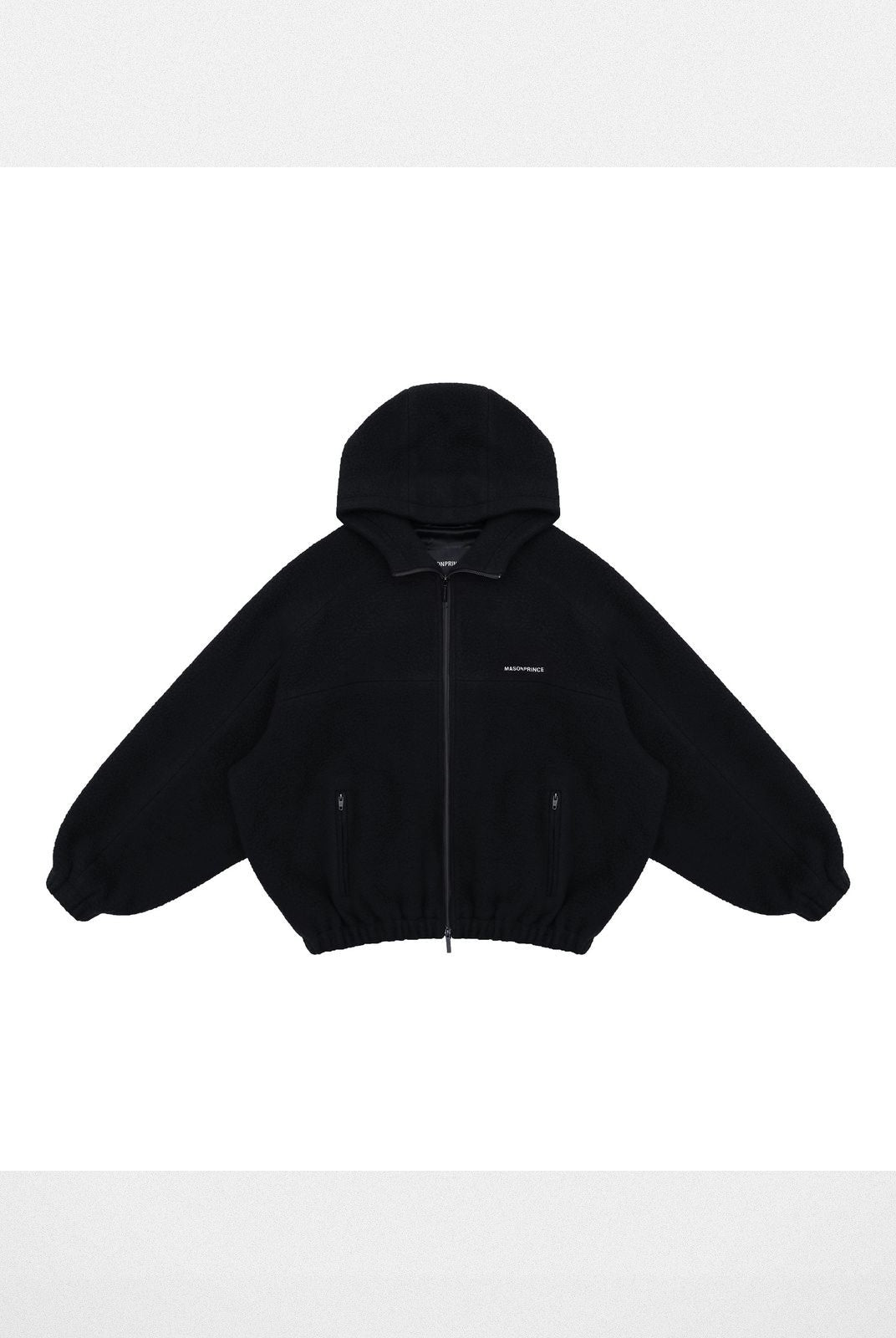 MasonPrince Contrast Logo Fleece Hooded Jacket in Black