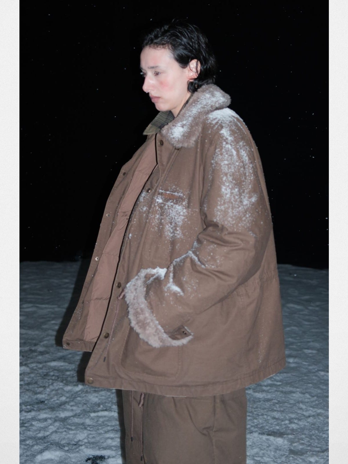 MasonPrince Sherpa Collar Down Puffer in Green - On Model