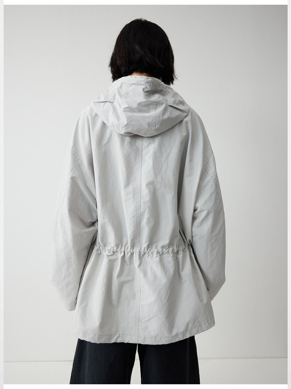 RandomPiece Cotton Nylon Utility Jacket in Gray - On Model