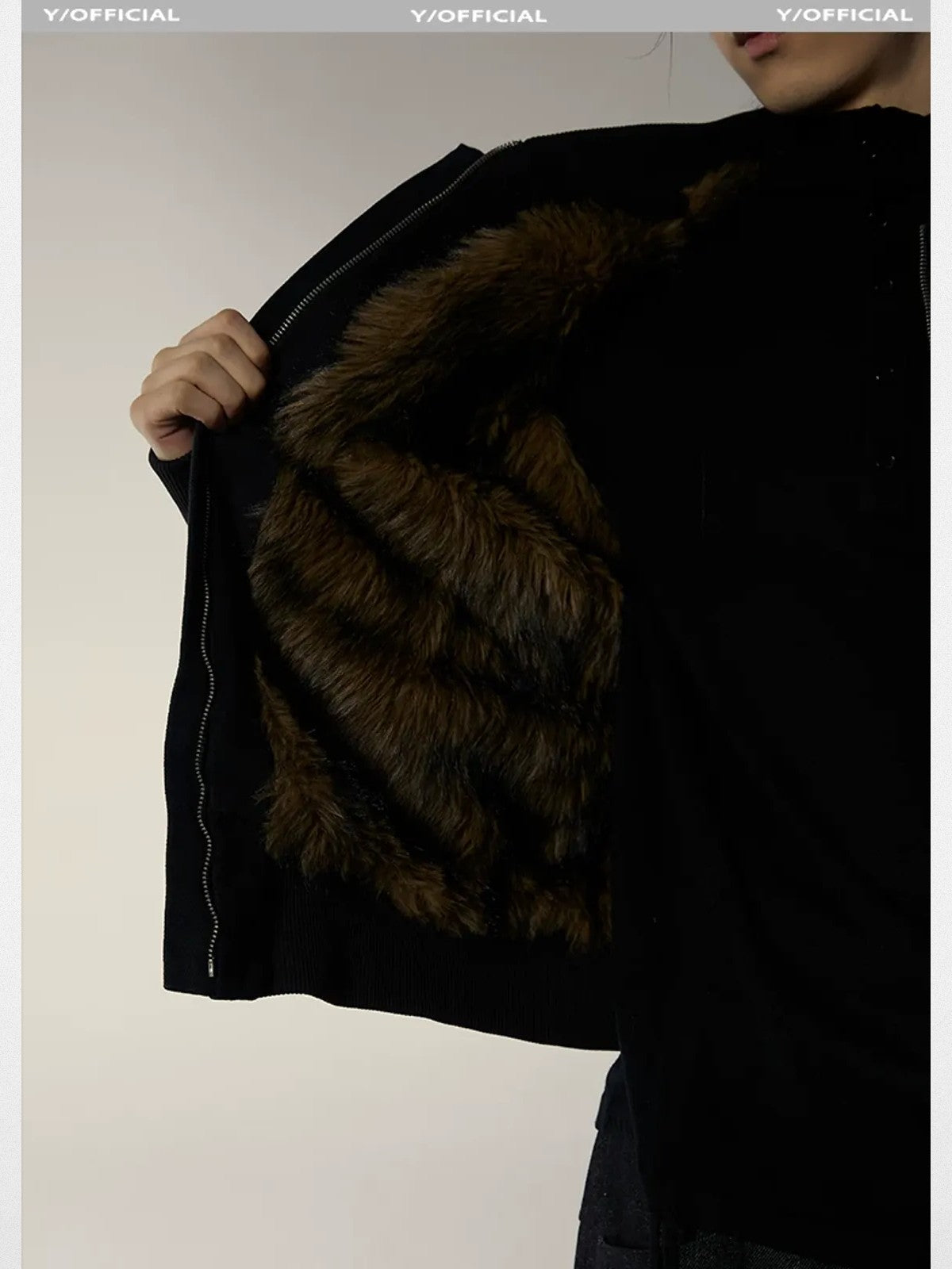 Y OFFICIAL Deconstructed Washed Cotton Jacket in Black - On Model