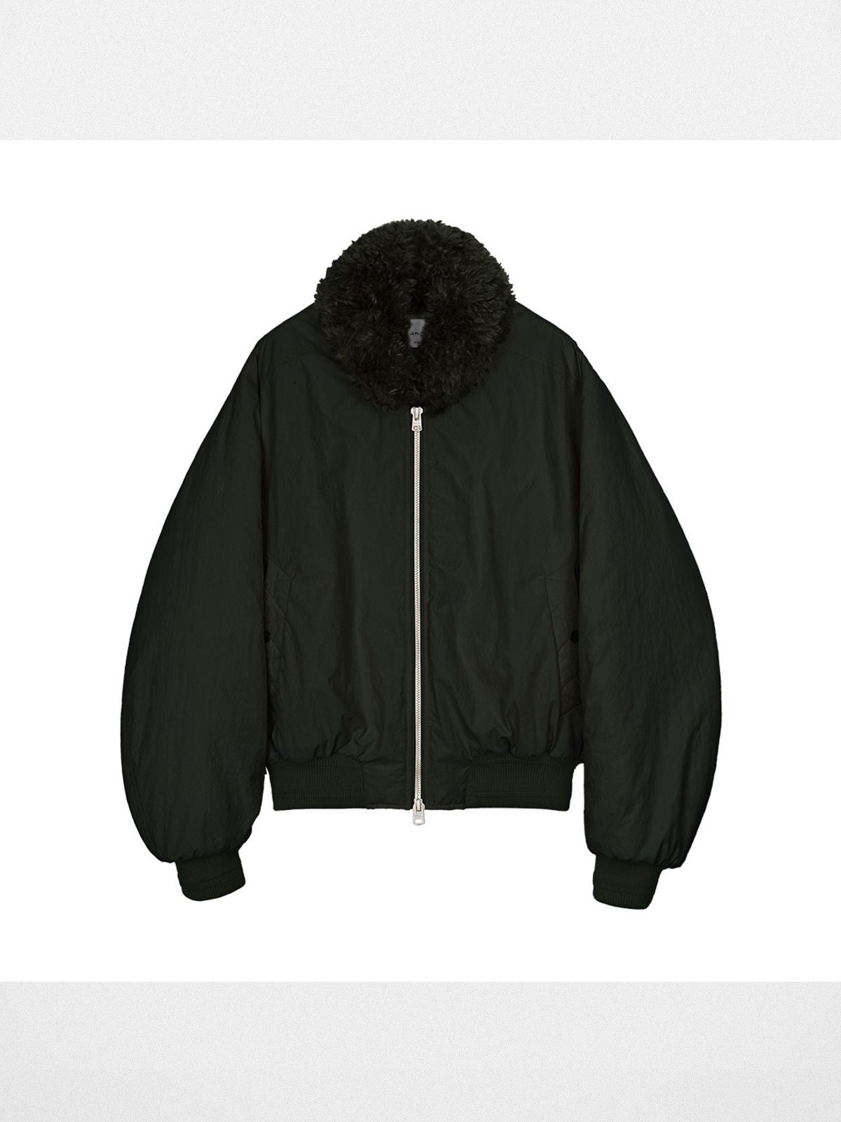 Simple Project Faux Fur Shawl Collar Padded Jacket in Green