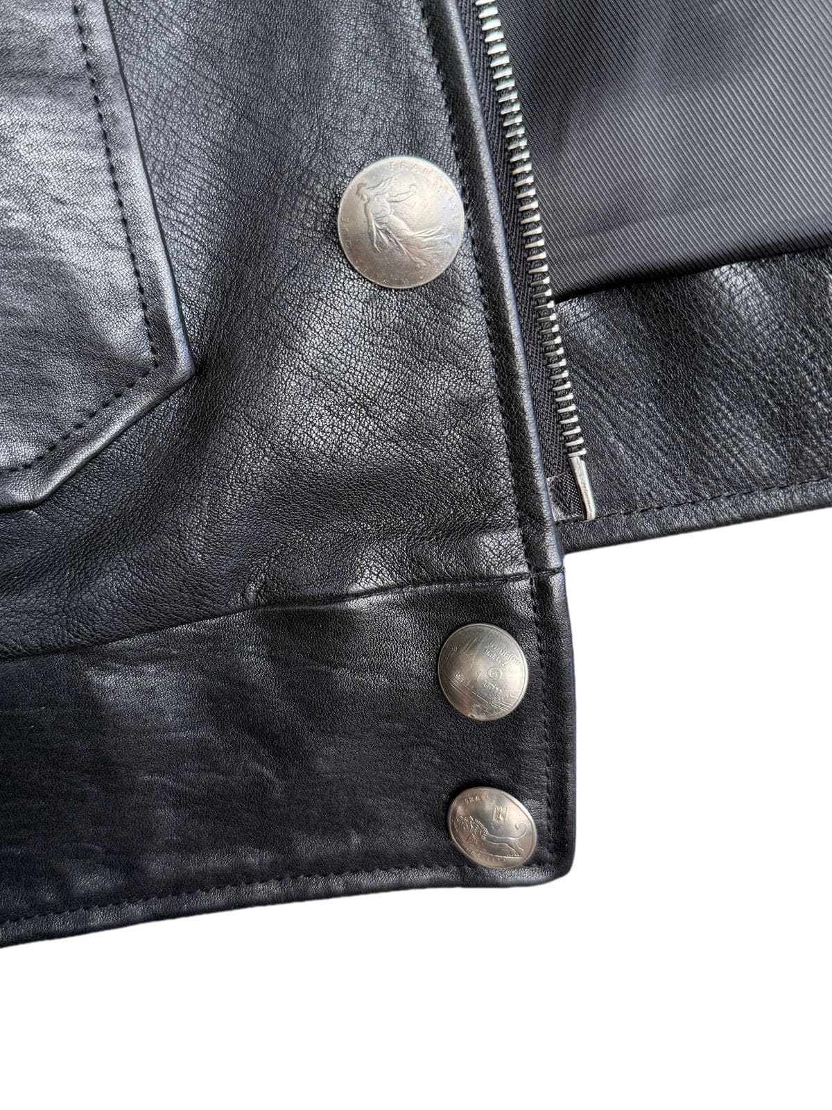 UNKNOWNWORLD Cropped Padded Horsehide Leather Jacket in Black - Detail
