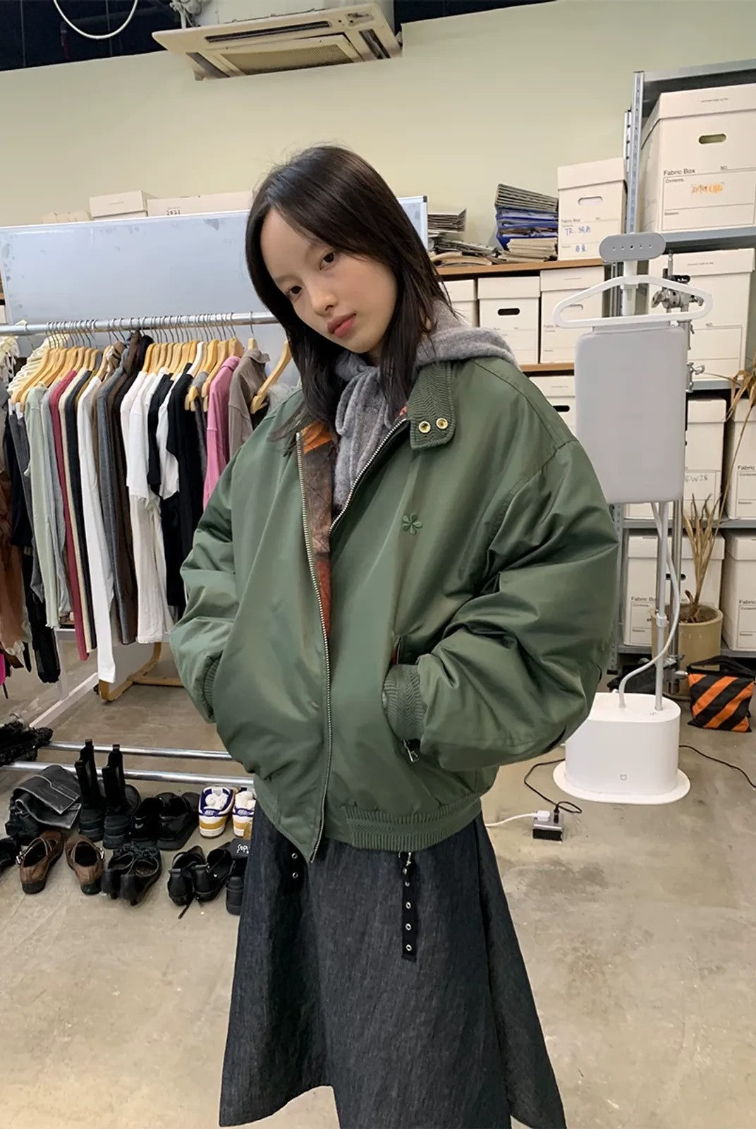 NeverSeez 3M Thinsulate Padded Bomber Jacket in Green
