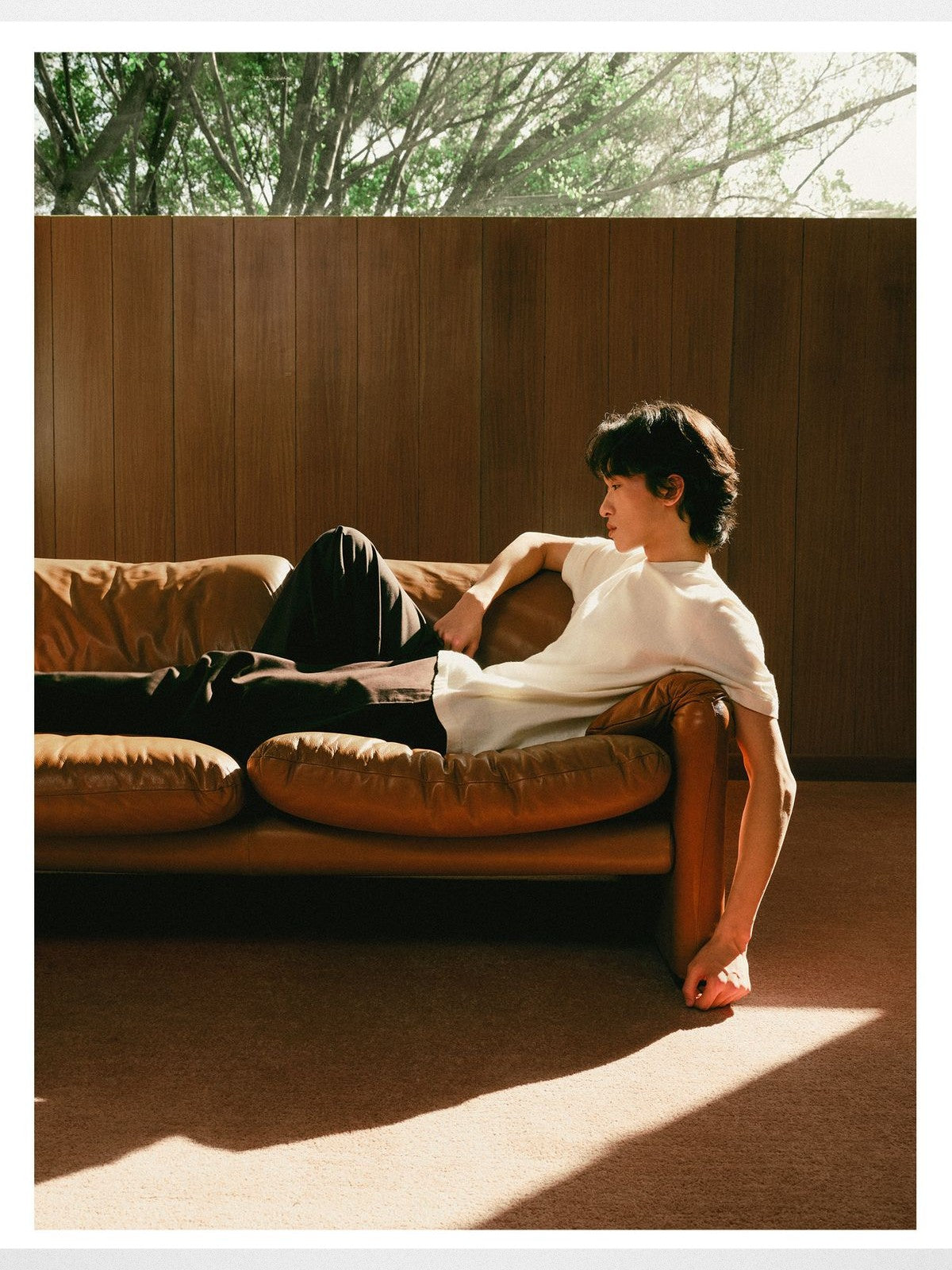 ROYA Cashmere Cotton Blend Knit T Shirt in White - Lifestyle