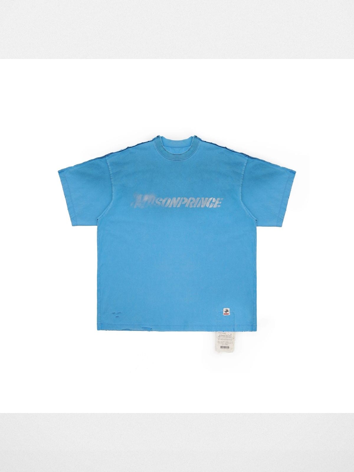 MasonPrince Distressed Spray Paint Logo T Shirt in Sky Blue
