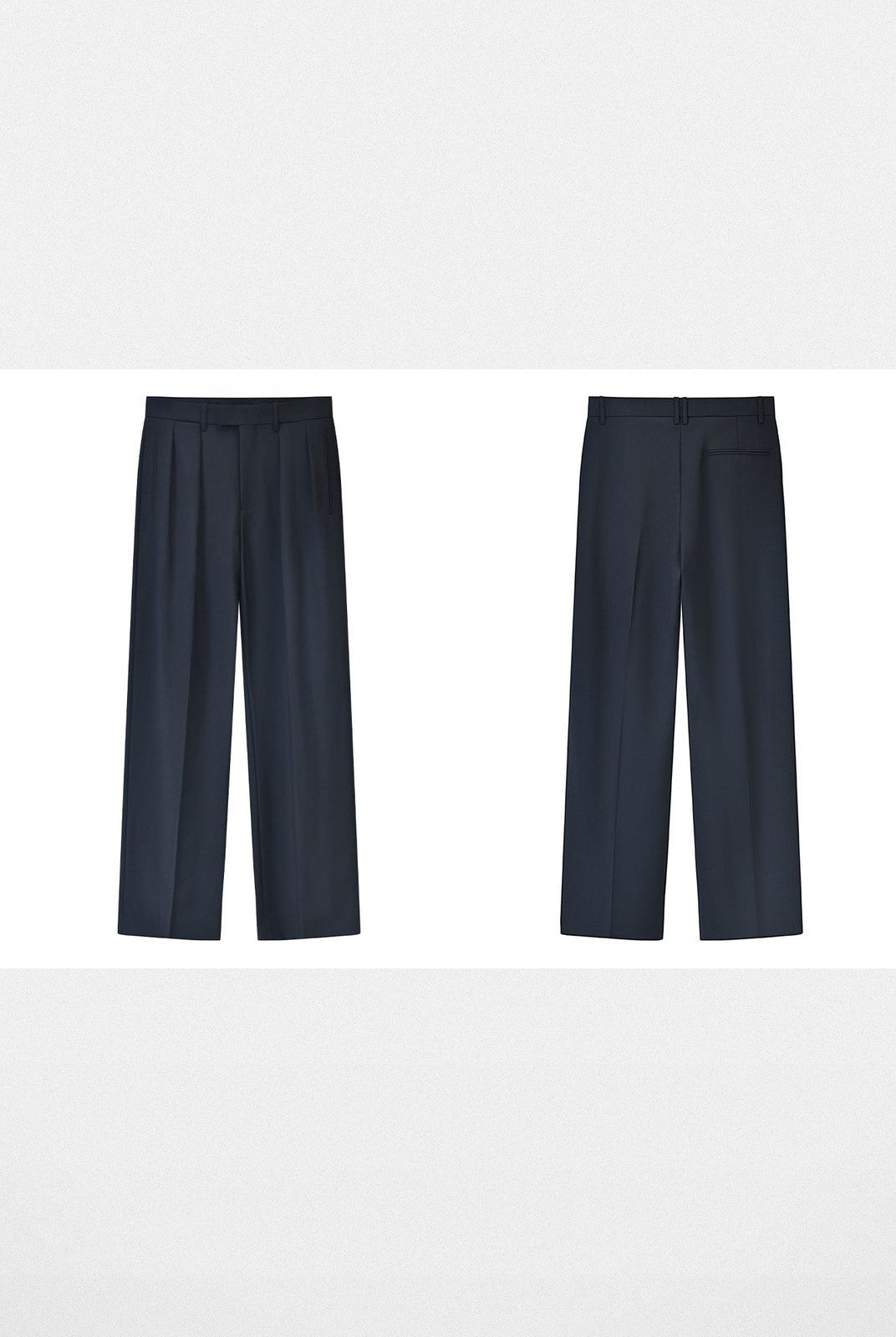 Roolrren Homme Pleated Wool Trousers in Navy Blue