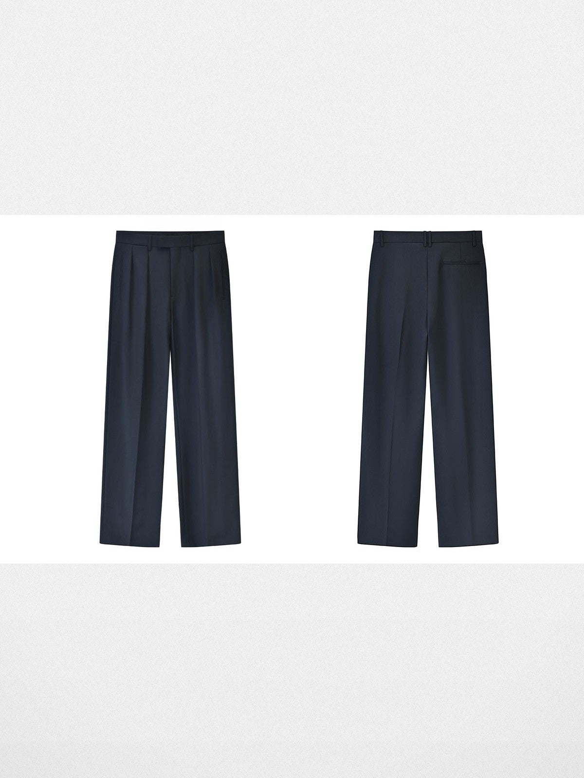 Roolrren Homme Pleated Wool Trousers in Navy Blue