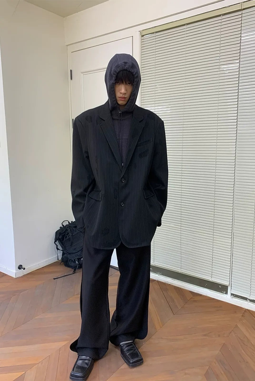 NeverSeez Hand Distressed Embroidered Blazer in Brown