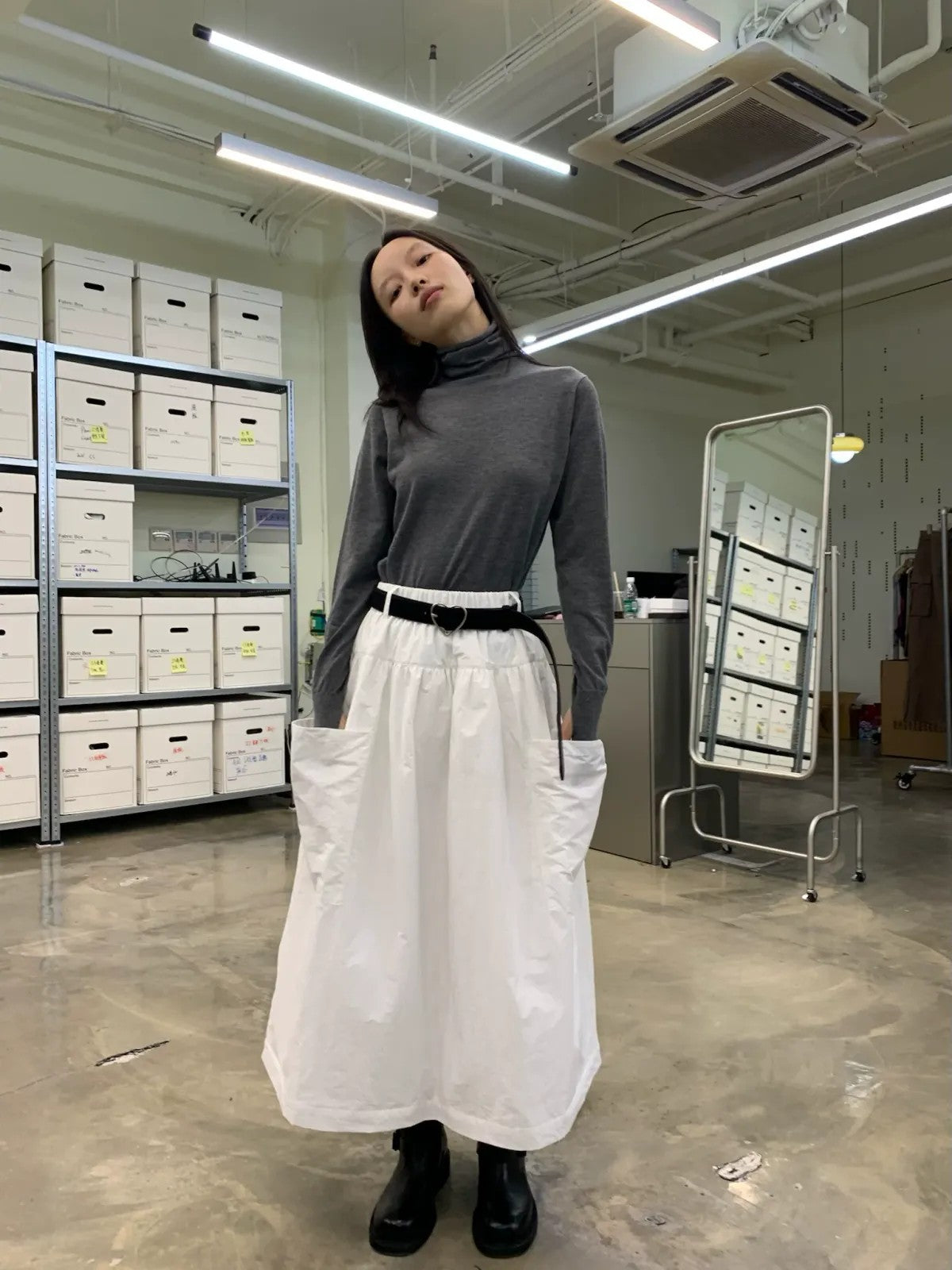 NeverSeez Air Layer Bubble Skirt in White - On Model