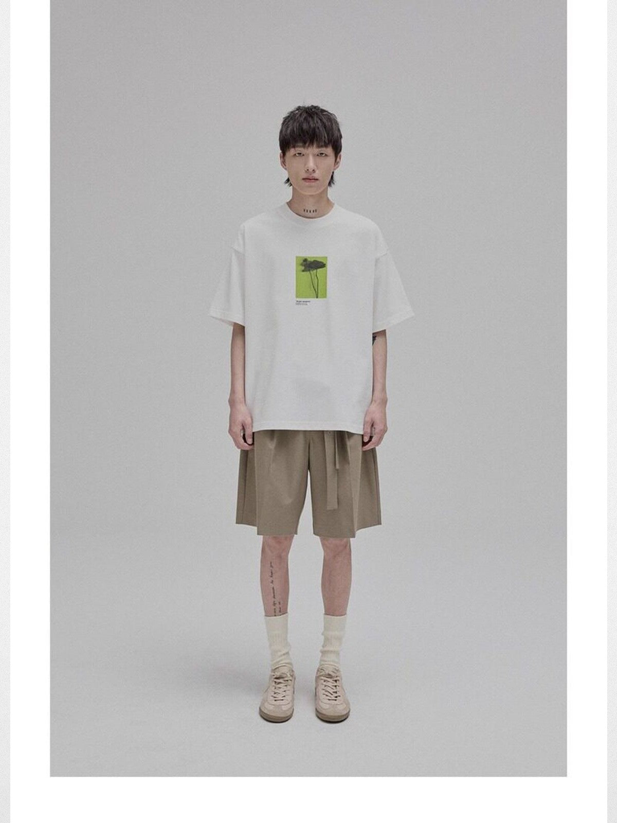 NANS Silent Growth Floral Print T Shirt in White - On Model