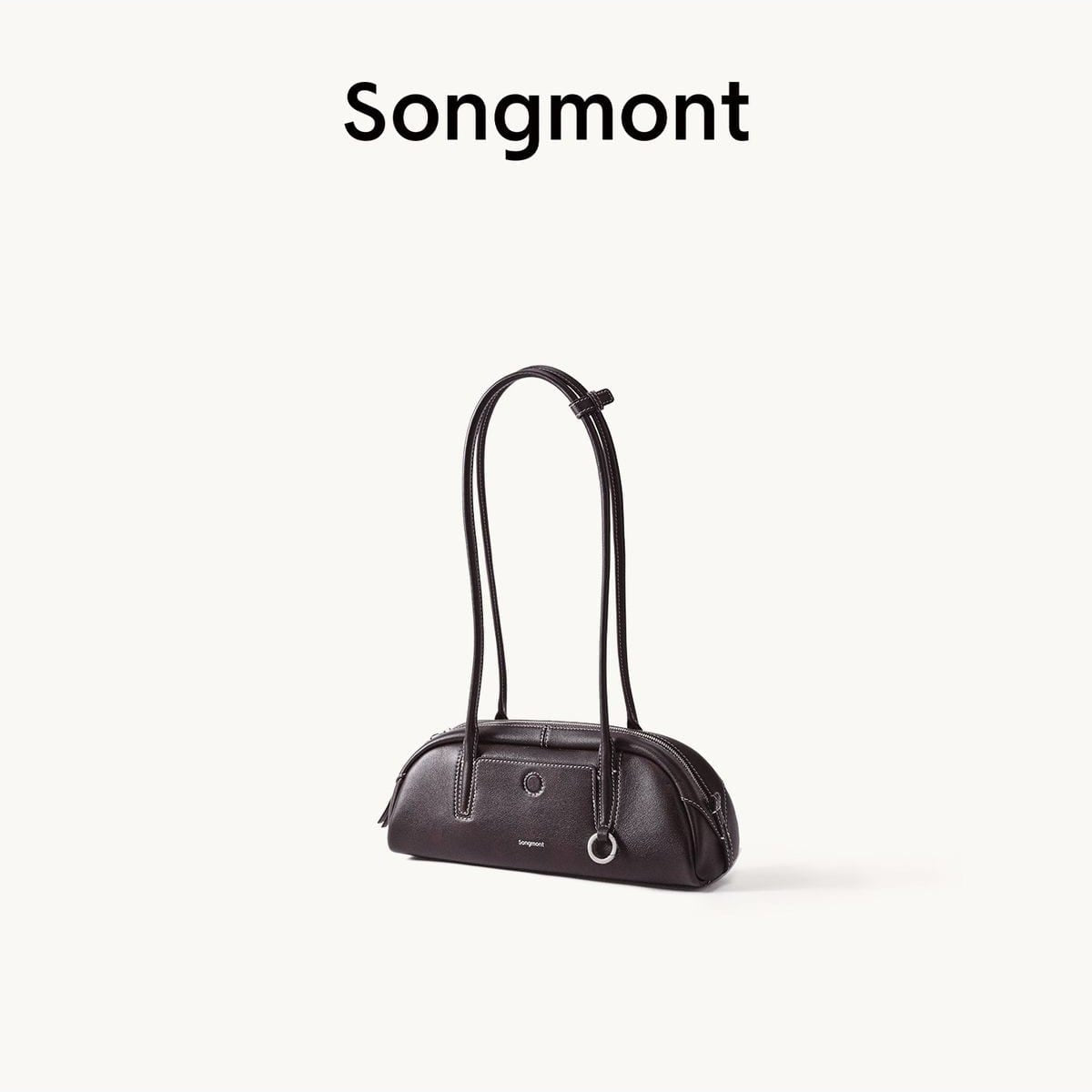Songmont Leather Mini Bowling Bag in Brown
