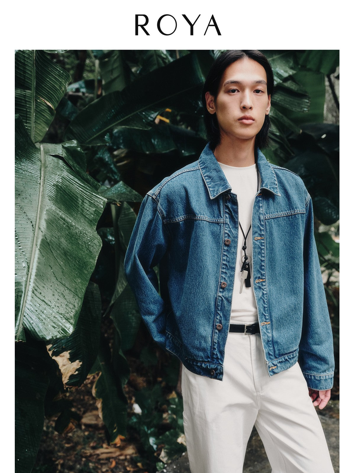 ROYA Cone Mills Indigo Denim Jacket in Blue - On Model