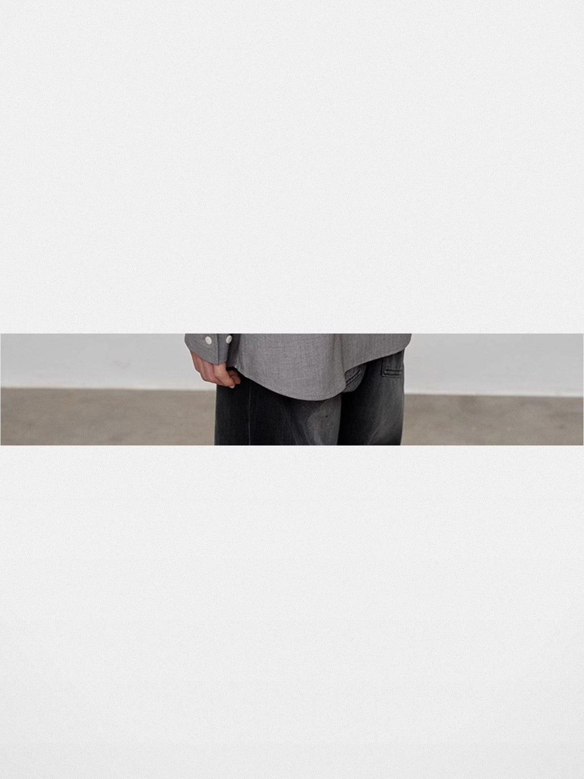 NANS Oversized Shirt with Leather Patch in Gray - On Male Model