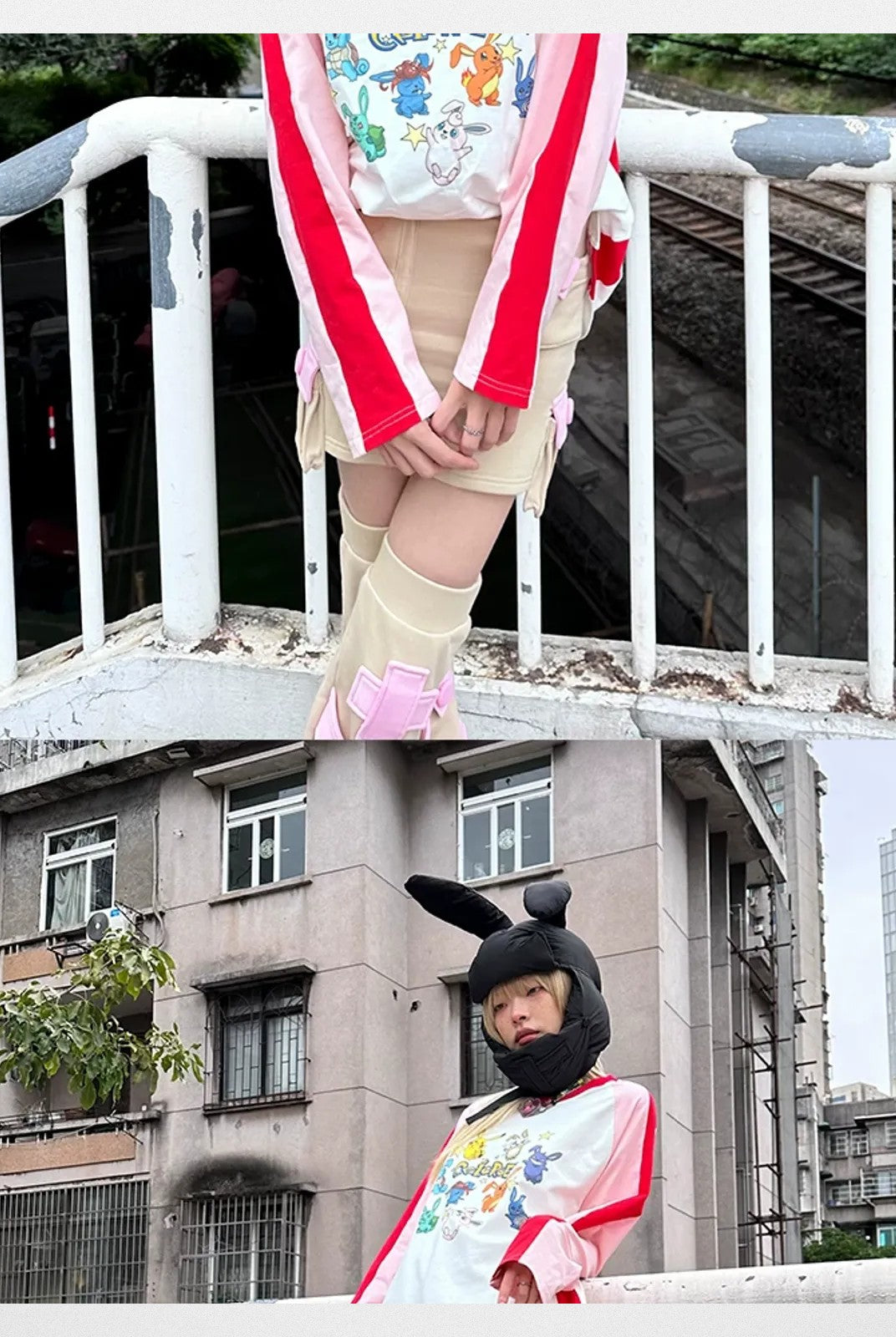 CFIERCE Padded Bunny Ear Helmet in Black - On Model