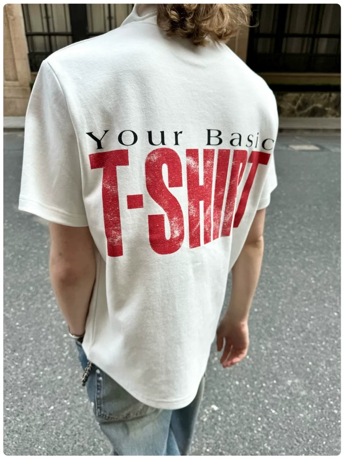 VLABMADE Heavyweight Distressed Print Pocket Tee in White