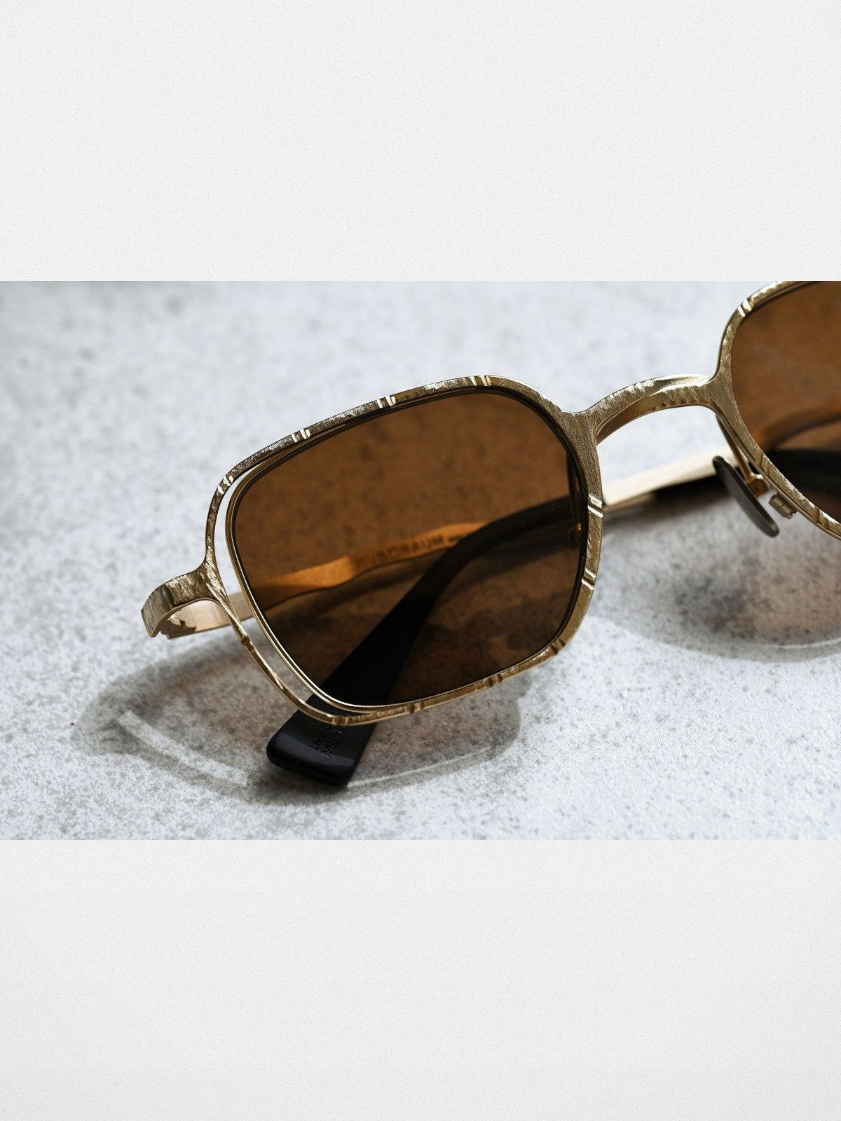 FUTURE UPDATE Hammered Titanium Sunglasses in Yellow - Detail