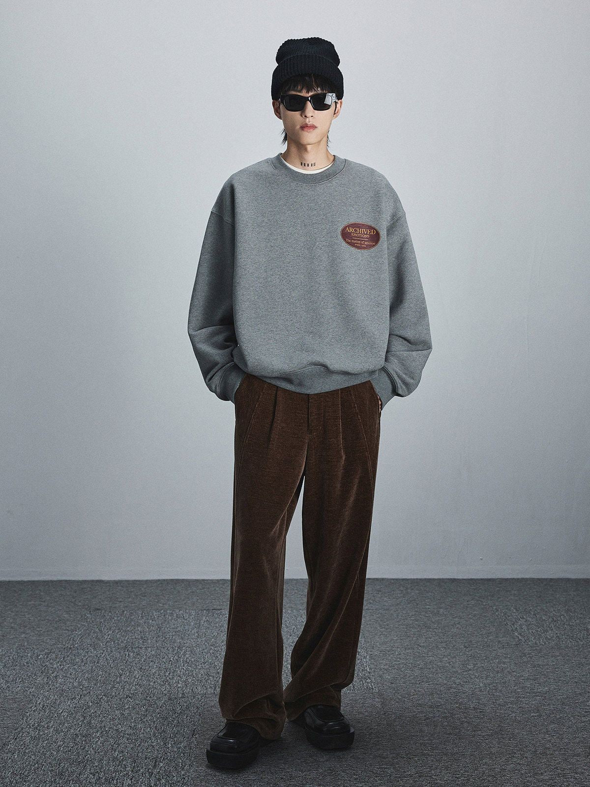 NANS Heavyweight Cotton Terry Crewneck in Gray - On Model