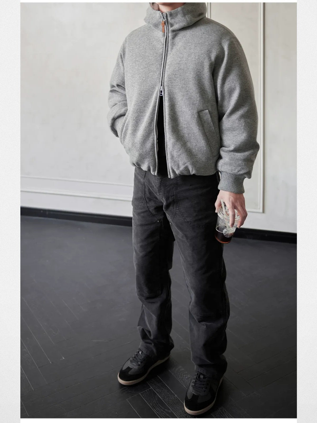 Roolrren Homme Moleskin Double Knee Pants in Black