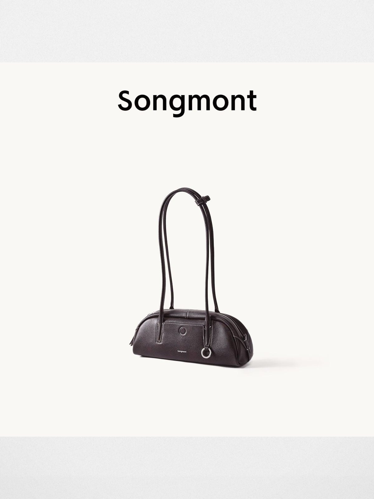 Songmont Mini Leather Bowling Bag in Brown