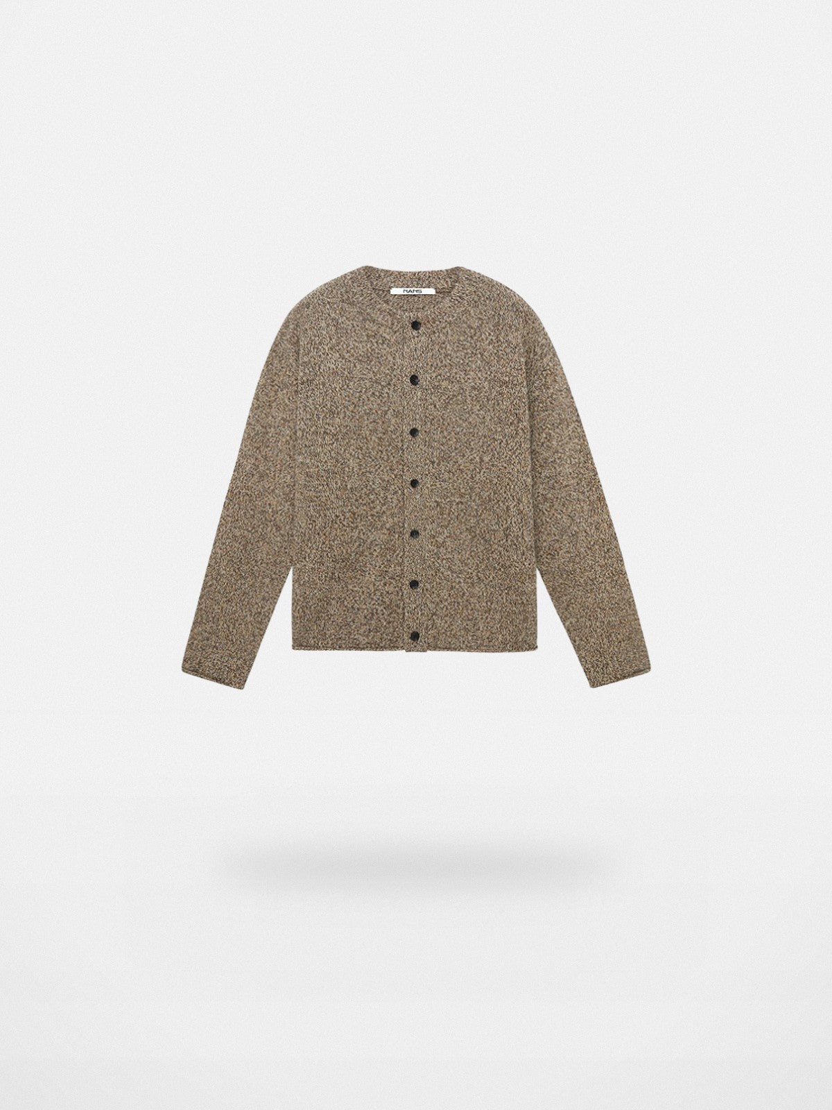NANS Melange Merino Wool Cardigan in Beige