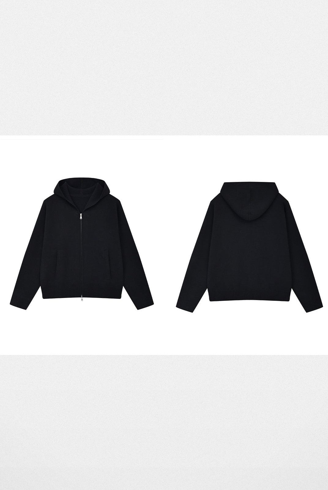 Roolrren Homme Wool Cashmere Zip Up Hoodie in Black