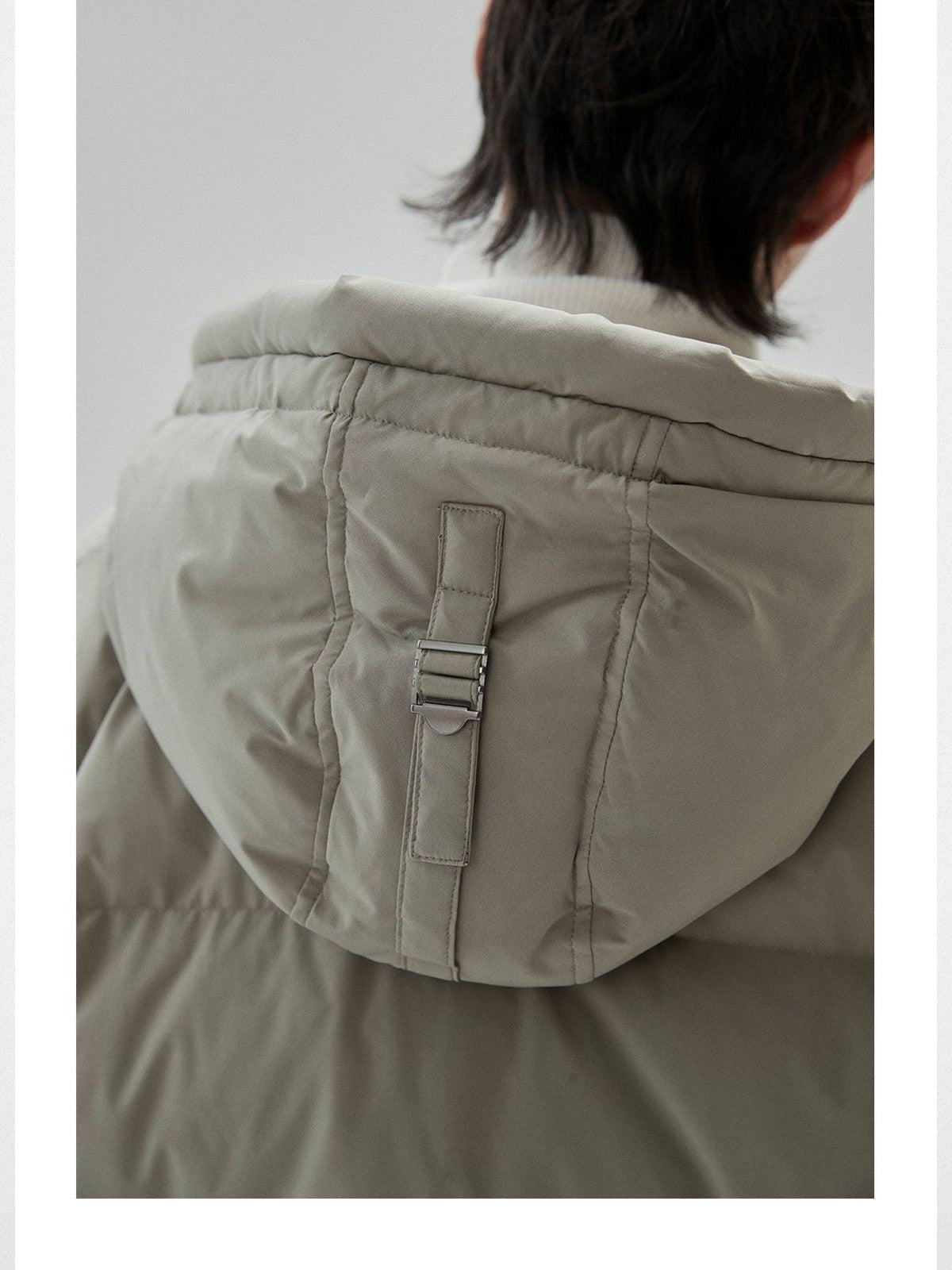 NANS Wide Quilt Hooded Down Puffer in Mint - Detail