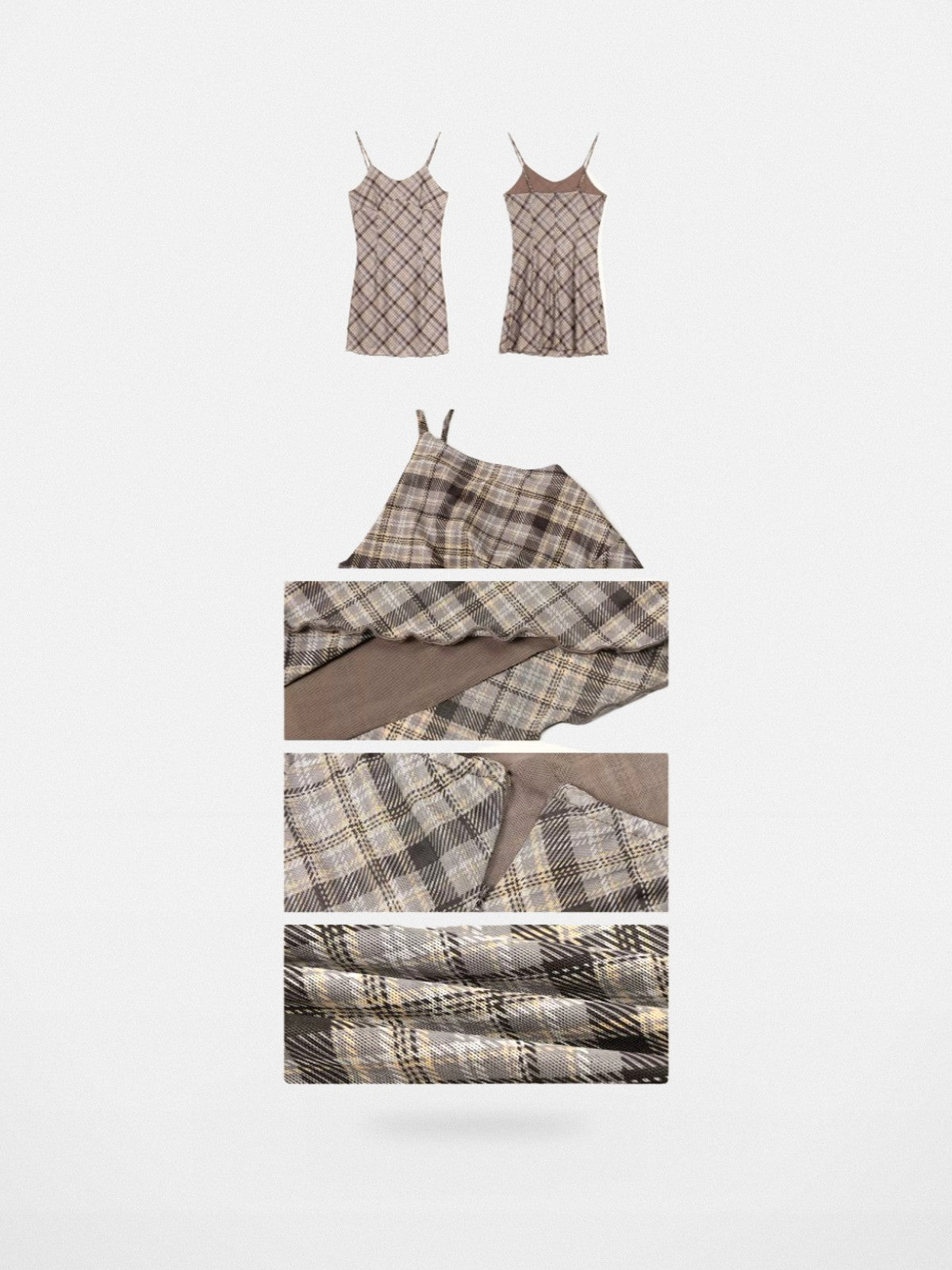 BeerBro Plaid Mesh Mini Dress in Yellow - Detail