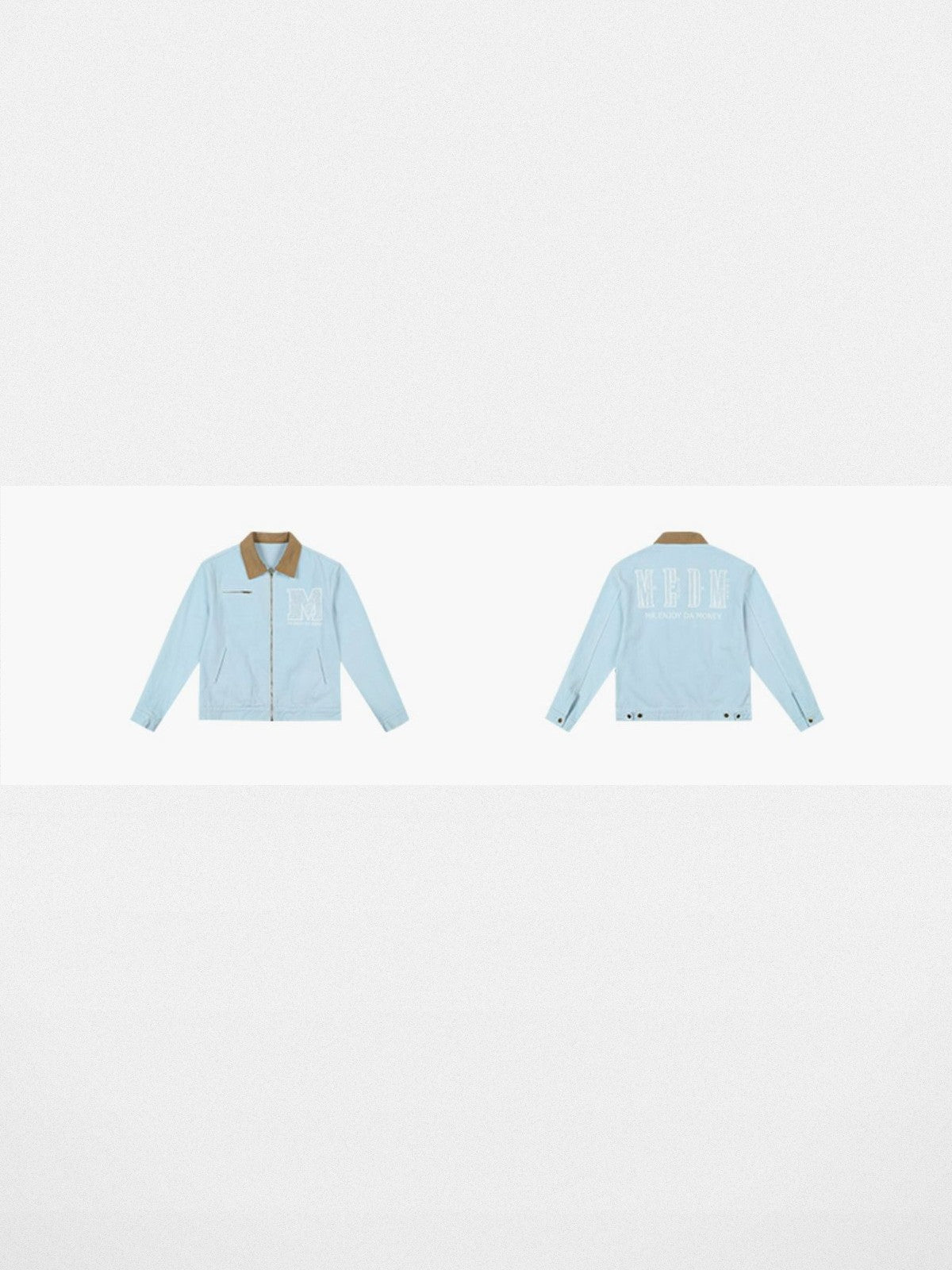 MEDM Lace Appliqu Detroit Jacket in Sky Blue