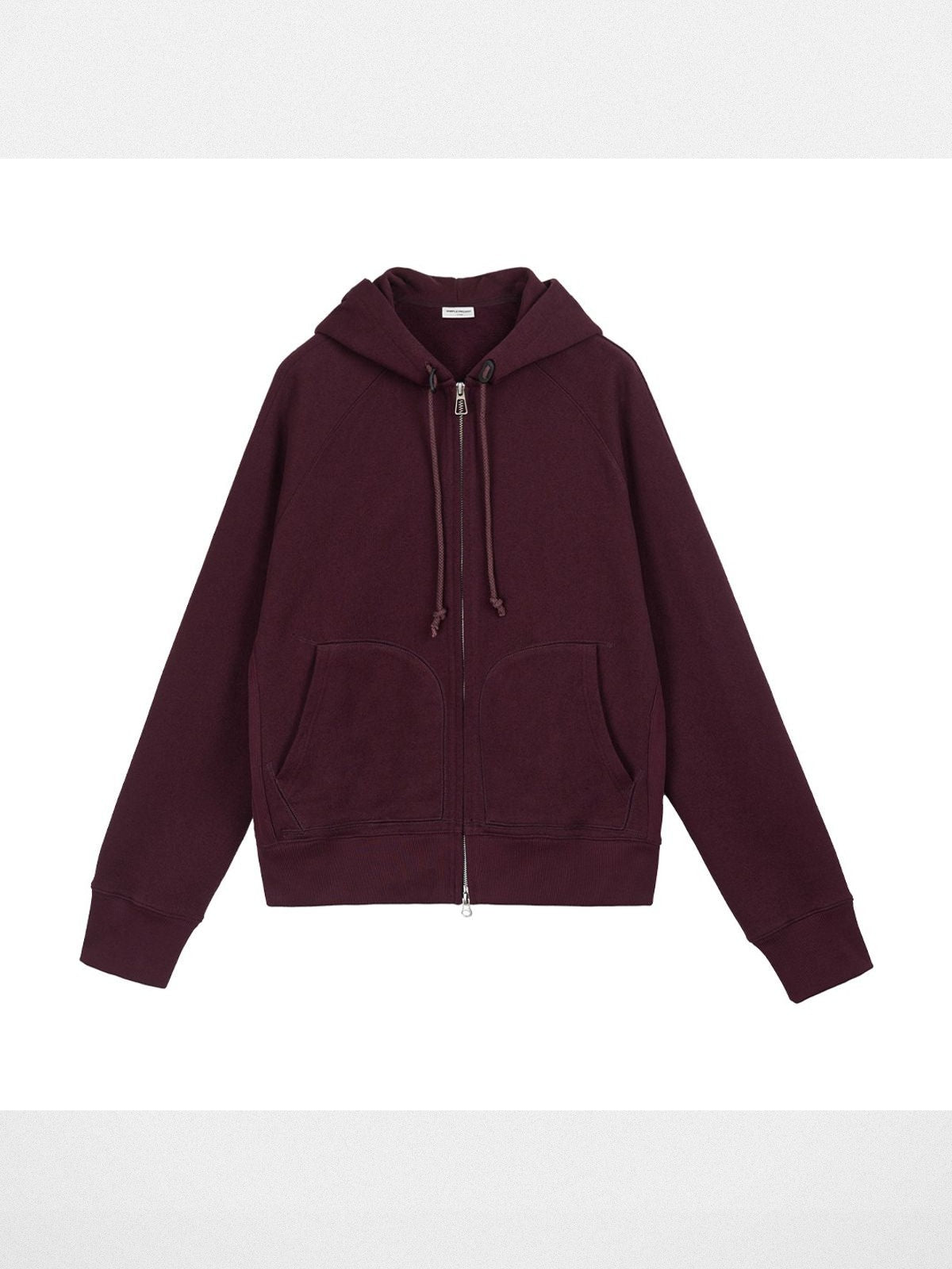 Simple Project Cotton Blend Zip Up Hoodie in Burgundy