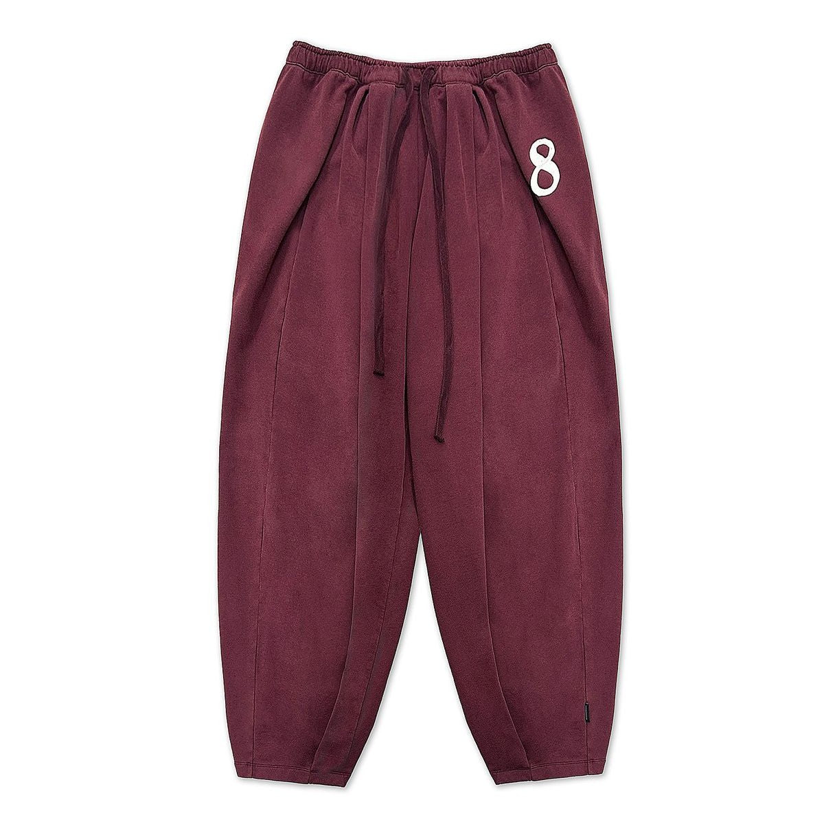MASONPRINCE Pleated No 8 Patch Sweatpants in Burgundy