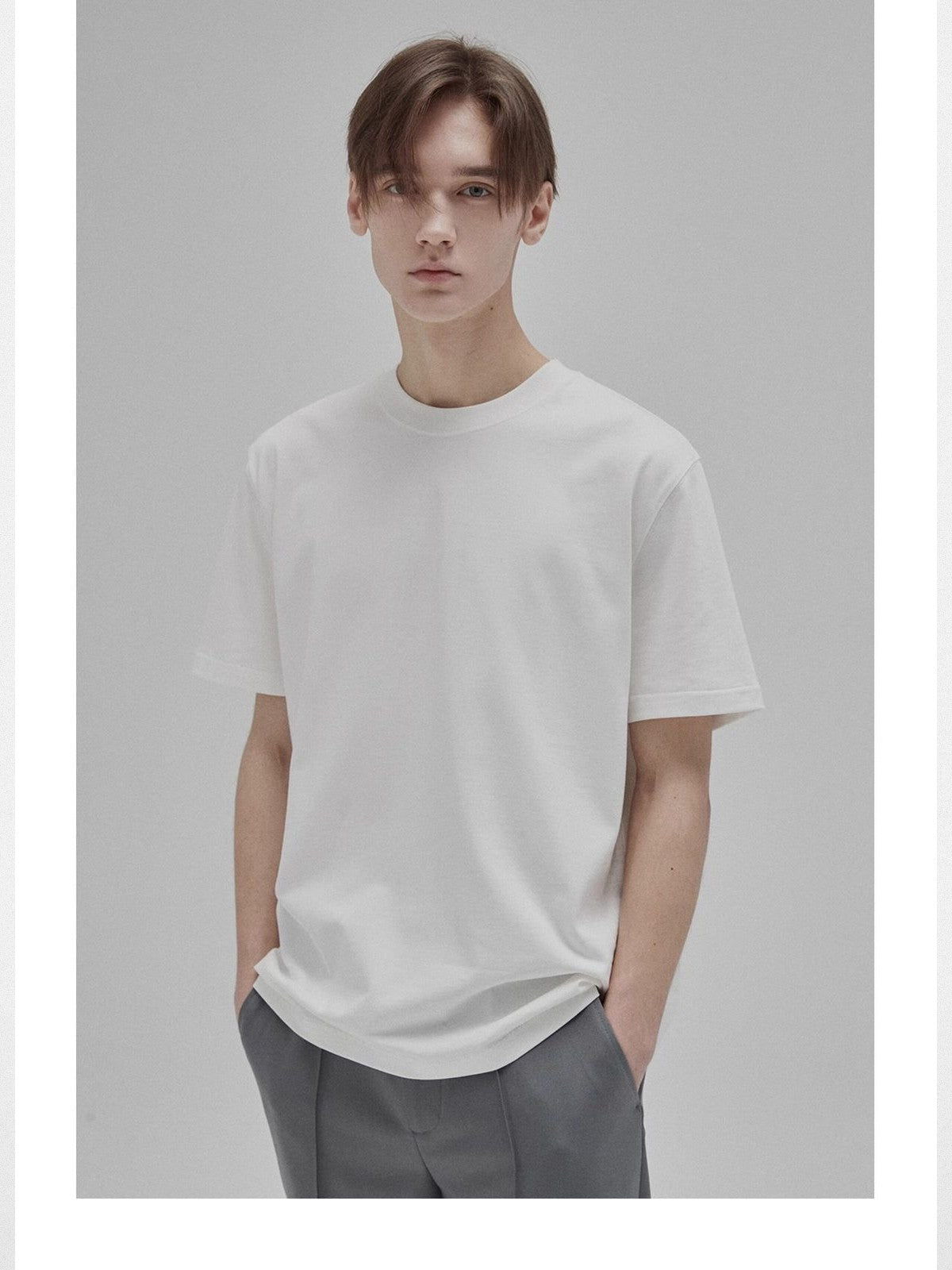 NANS Heavyweight Cotton Long Sleeve Tee in White - On Model