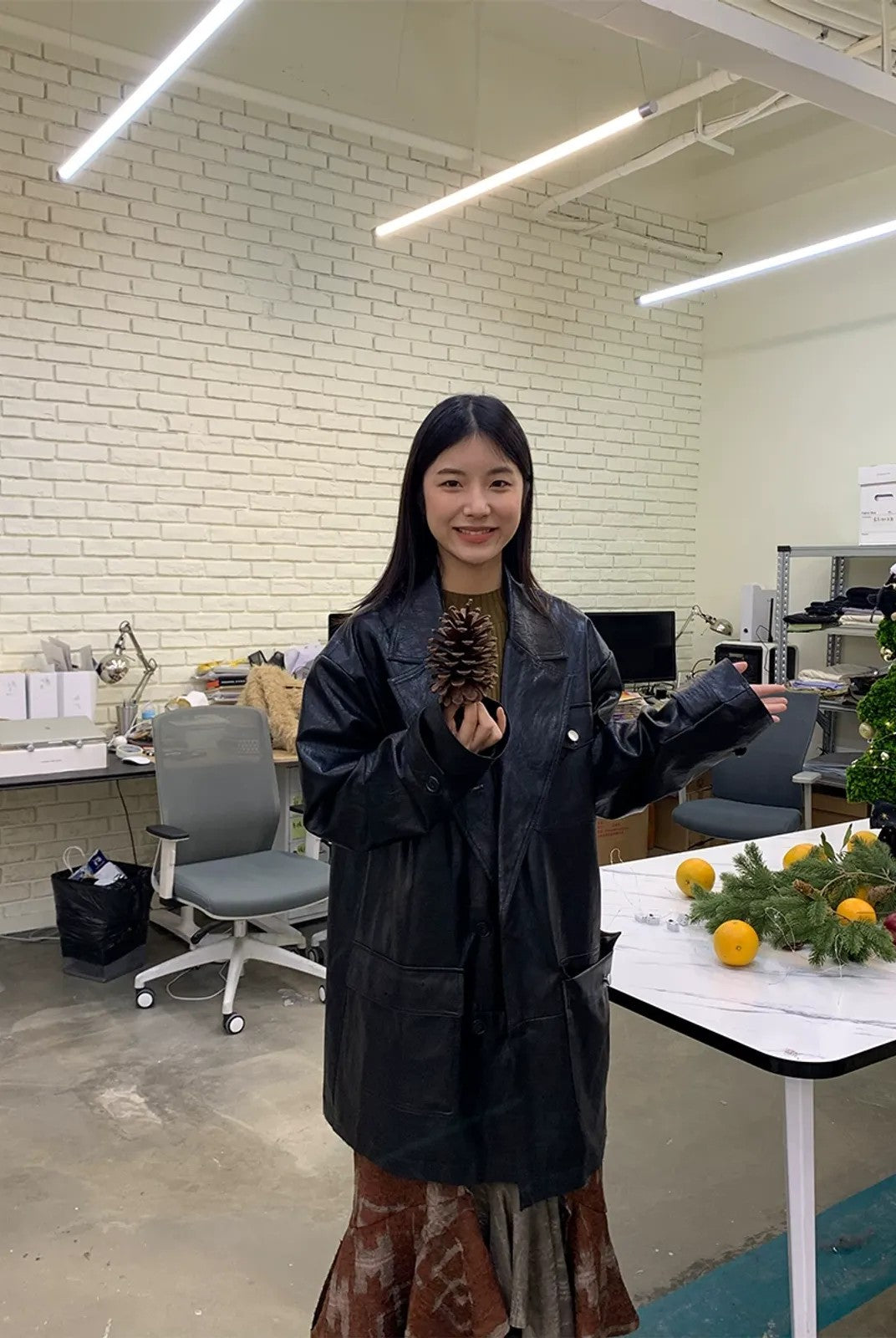 NeverSeez Thinsulate Padded Faux Leather Coat in Black