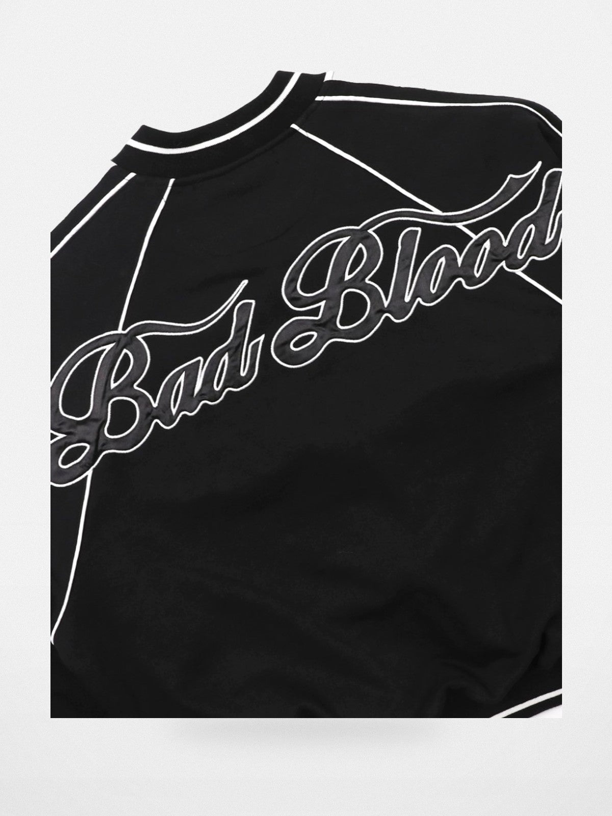 BADSEED Side Stripe Cotton Bomber Jacket in Black - Detail