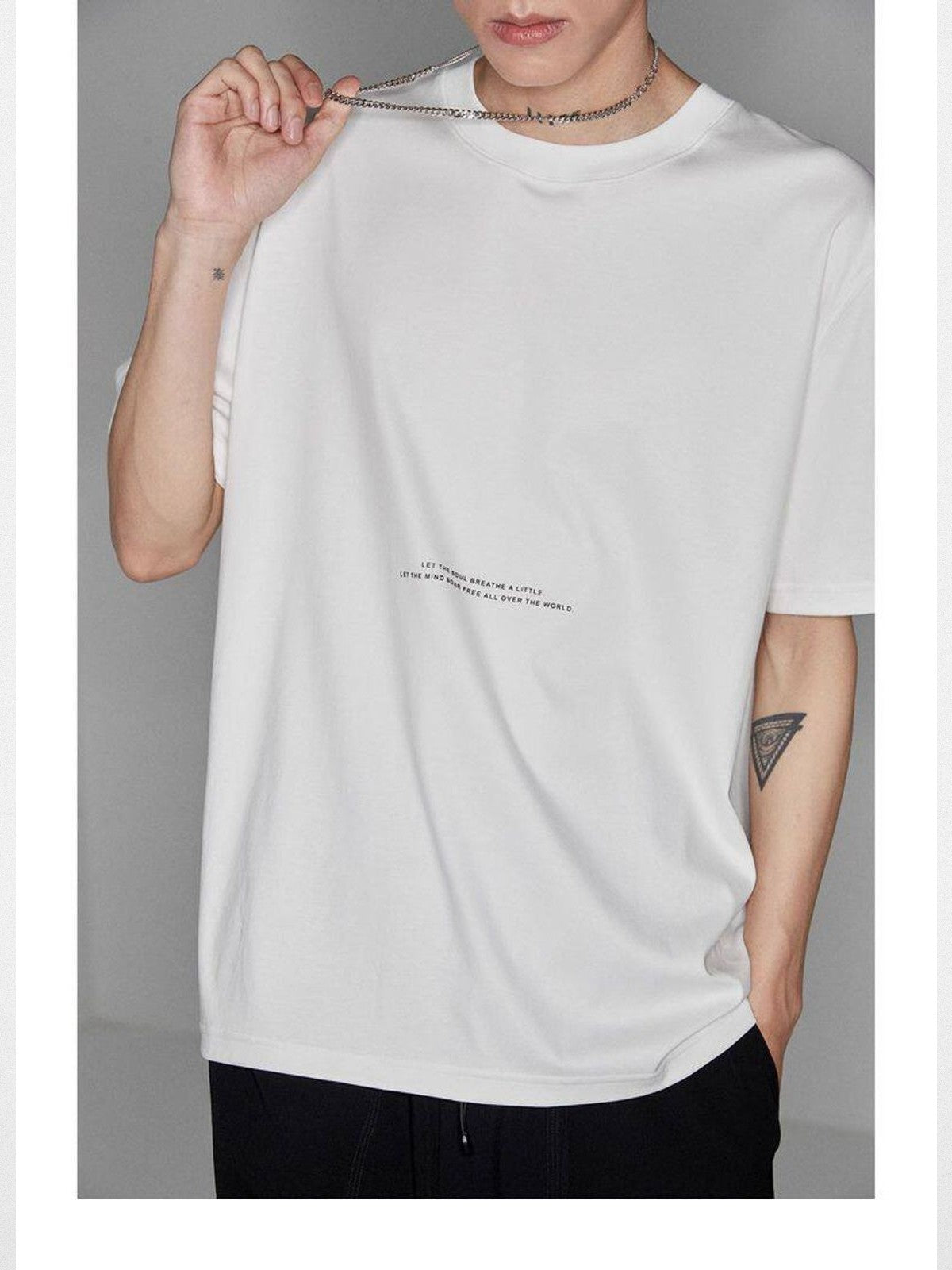 NANS Contrast Print Pima Cotton T Shirt in White - On Model