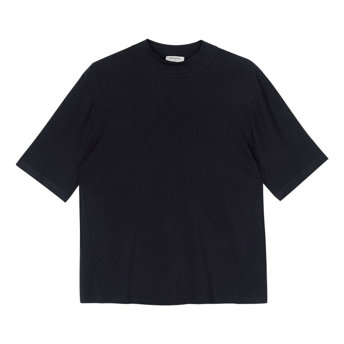 Simple Project Merino Wool Mock Neck T Shirt in Blue