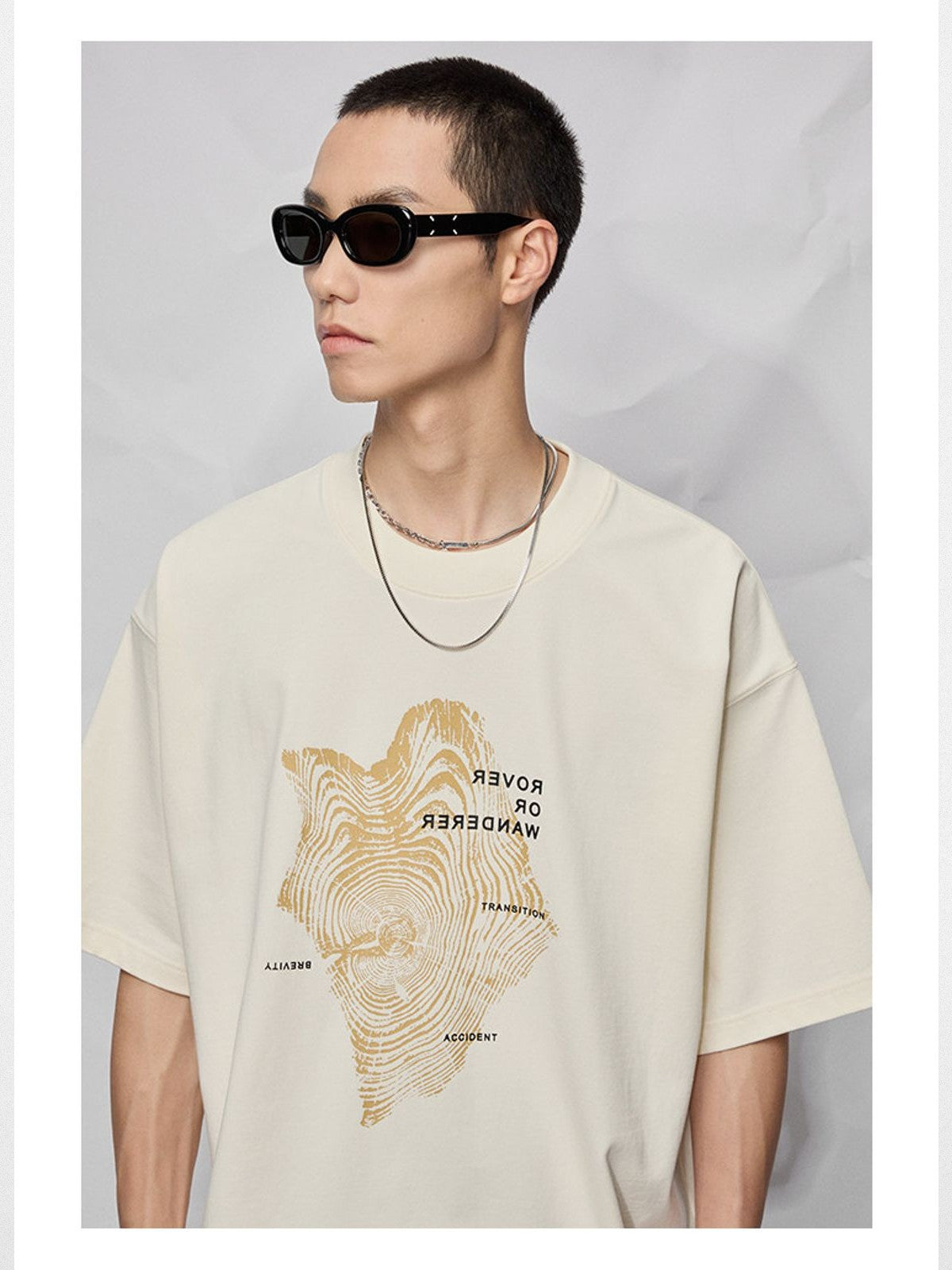 NANS 300g Cotton Graphic T Shirt in White - On Model