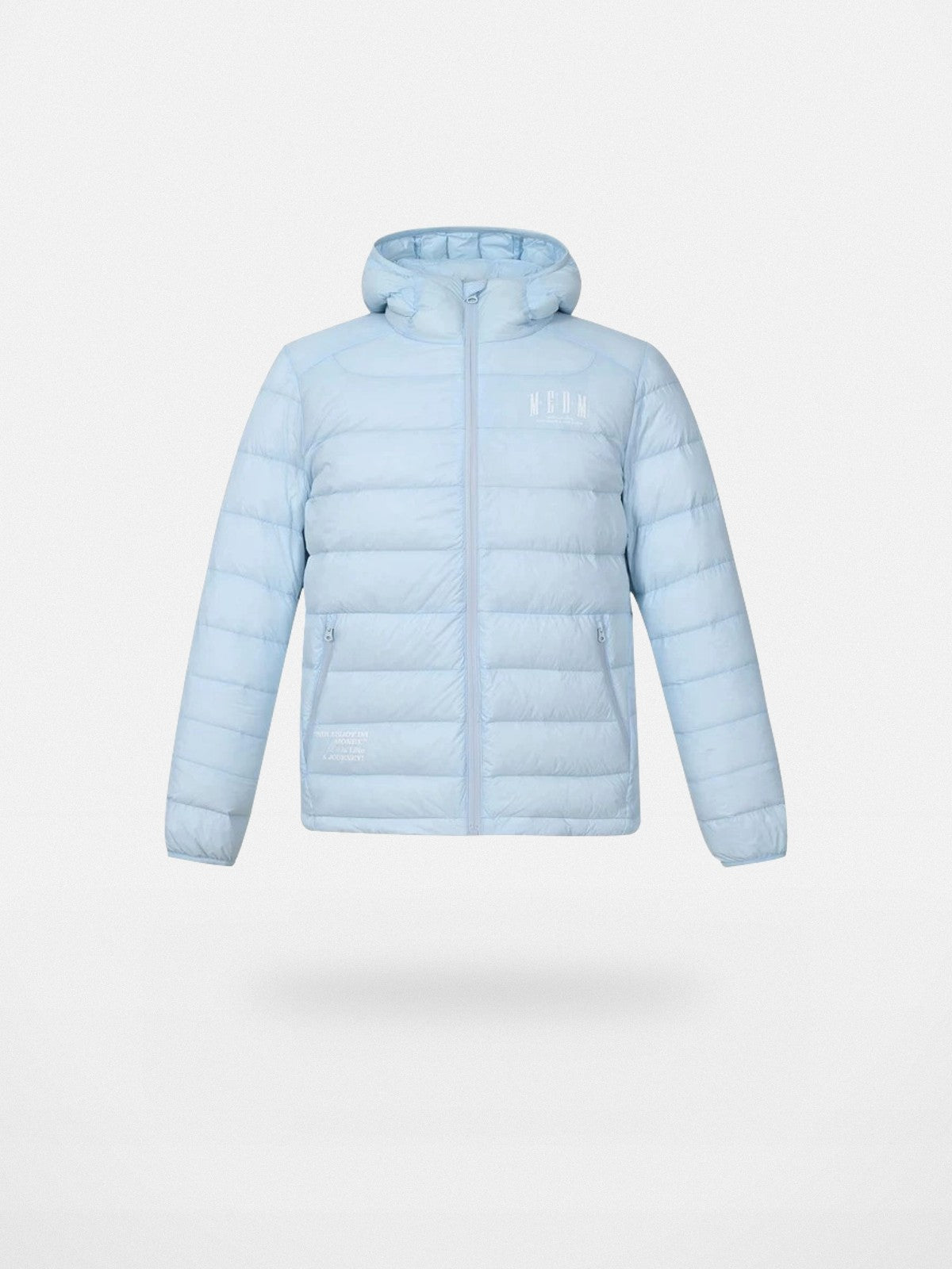 MEDM Waterproof Goose Down Hooded Puffer in Sky Blue
