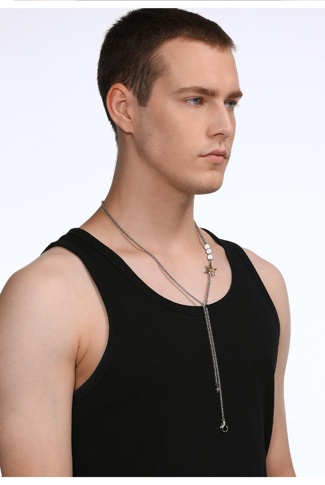 BLACKHEAD Star Pendant Pearl Layered Necklace in Gray