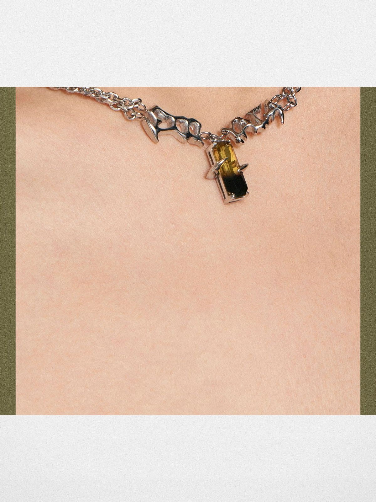 Blackhead Vinyl Wave Gradient Necklace in Silver - On Model