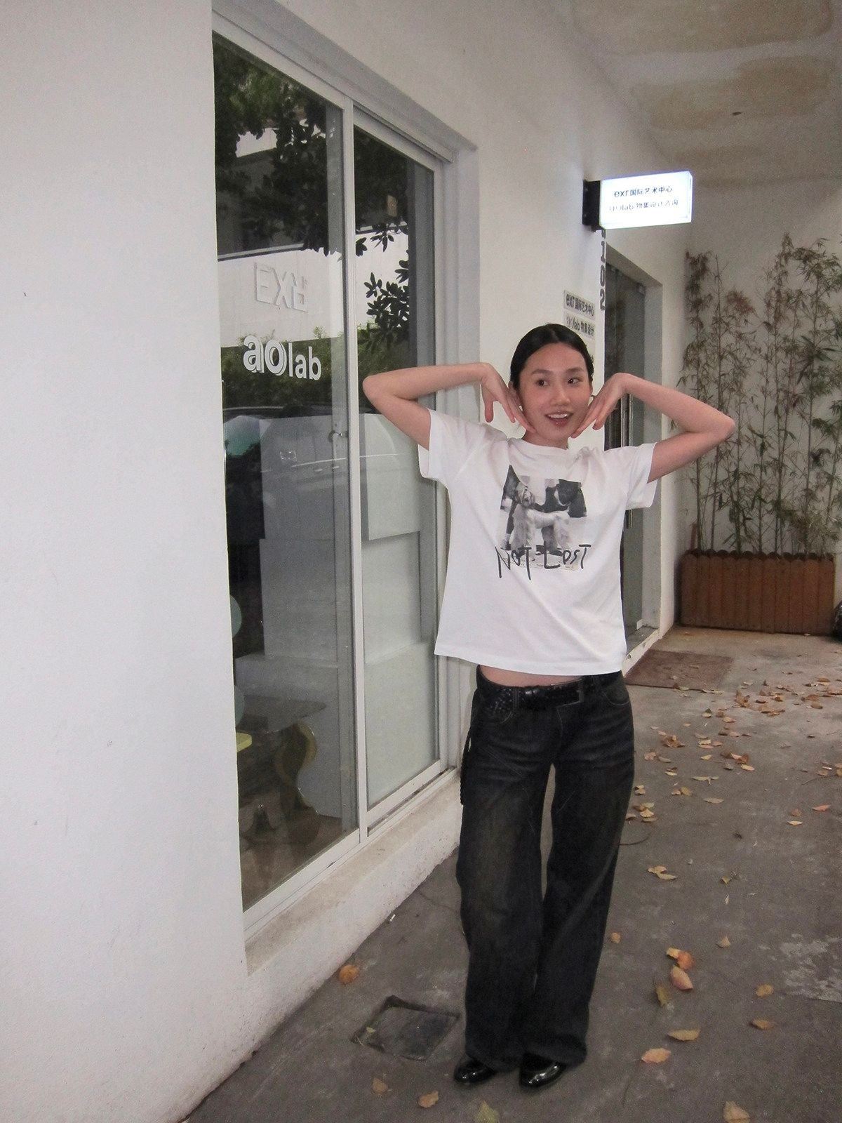 RandomPiece Dog Graphic Print T Shirt in White - On Model