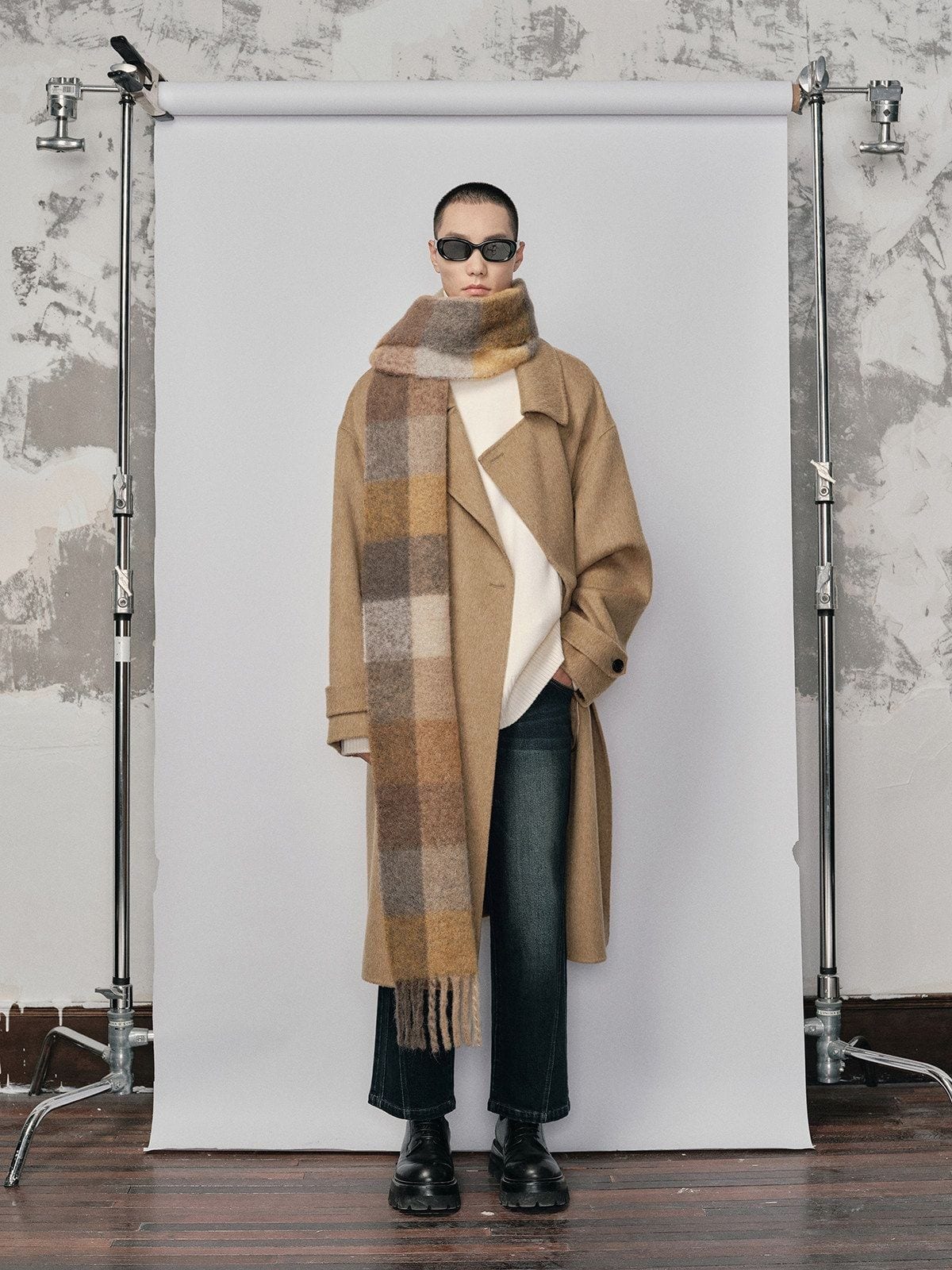 Nans Handmade Double Faced Wool Coat in Camel - On Male Model