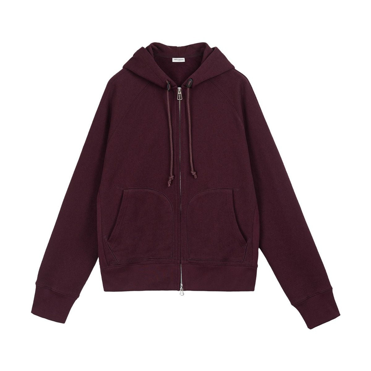 Simple Project Cotton Blend Zip Up Hoodie in Burgundy