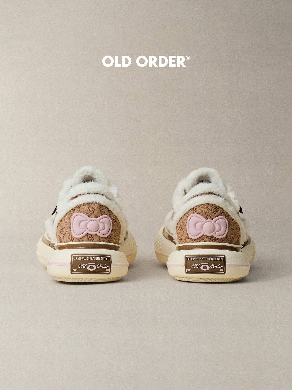 OLDORDER Hello Kitty Faux Fur Sneakers in Brown - Detail