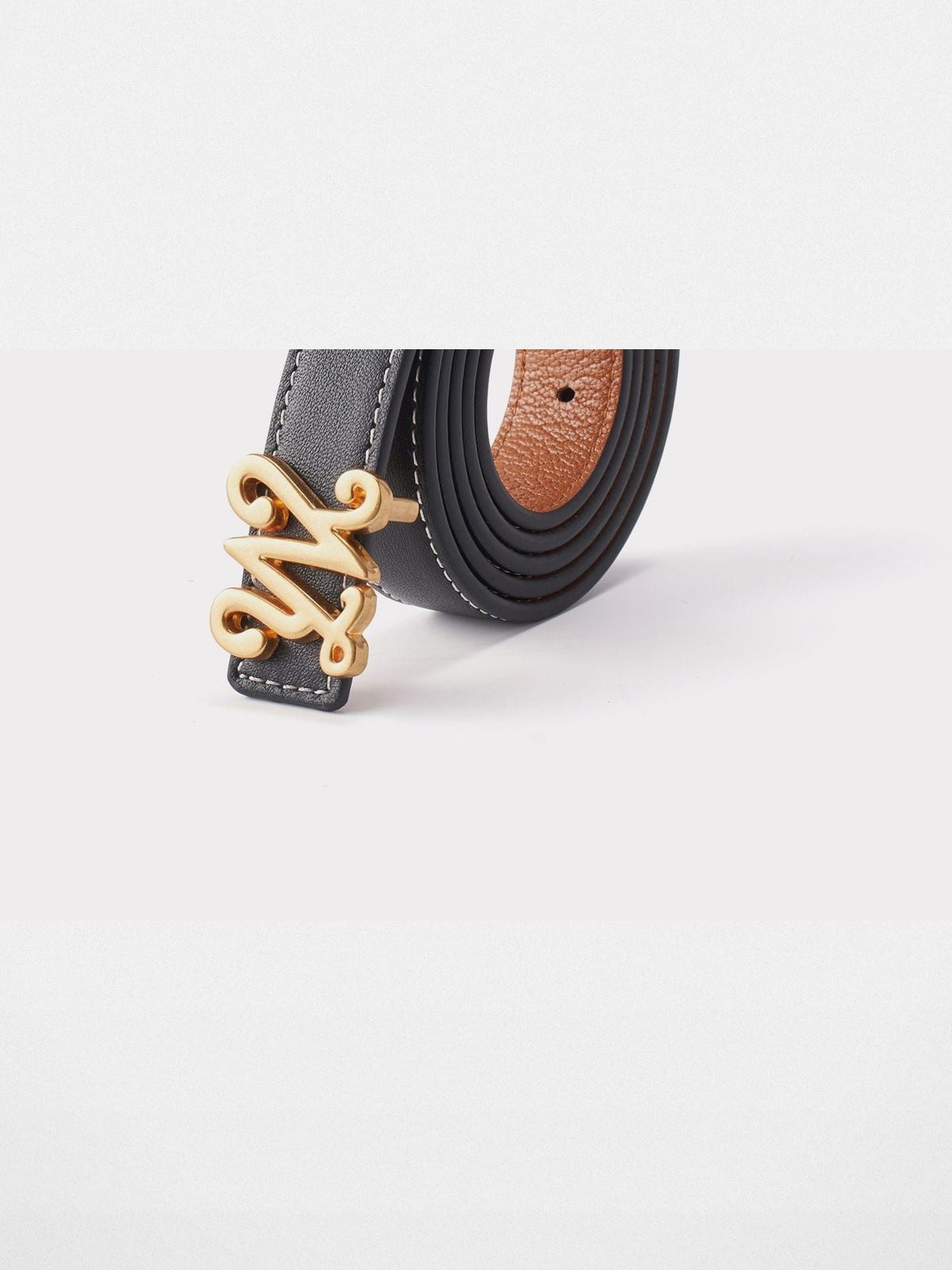 WANLIMA Top Grain Leather Thin Belt in Black