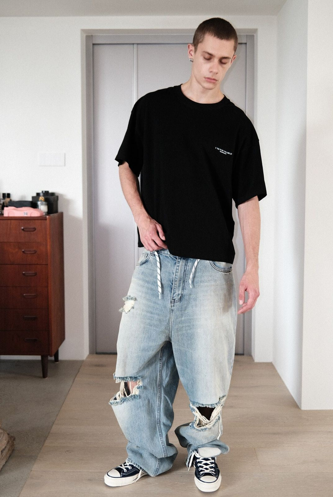 UNKNOWNWORLD Small Logo Cotton T Shirt in White