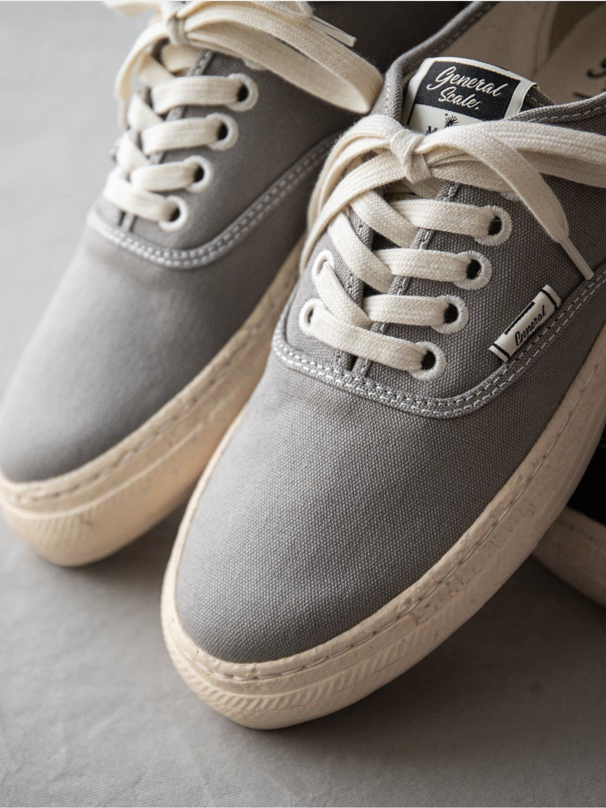 Soda Retro Canvas Low Top Sneakers in Light Gray - Detail