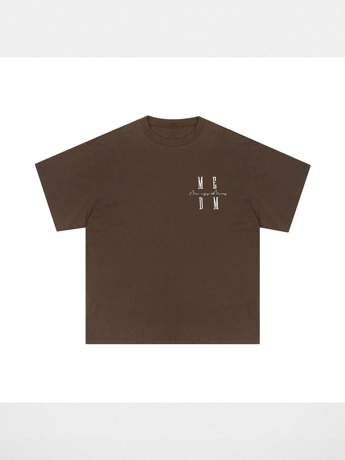 MEDM Oversized Logo Print T Shirt in Brown