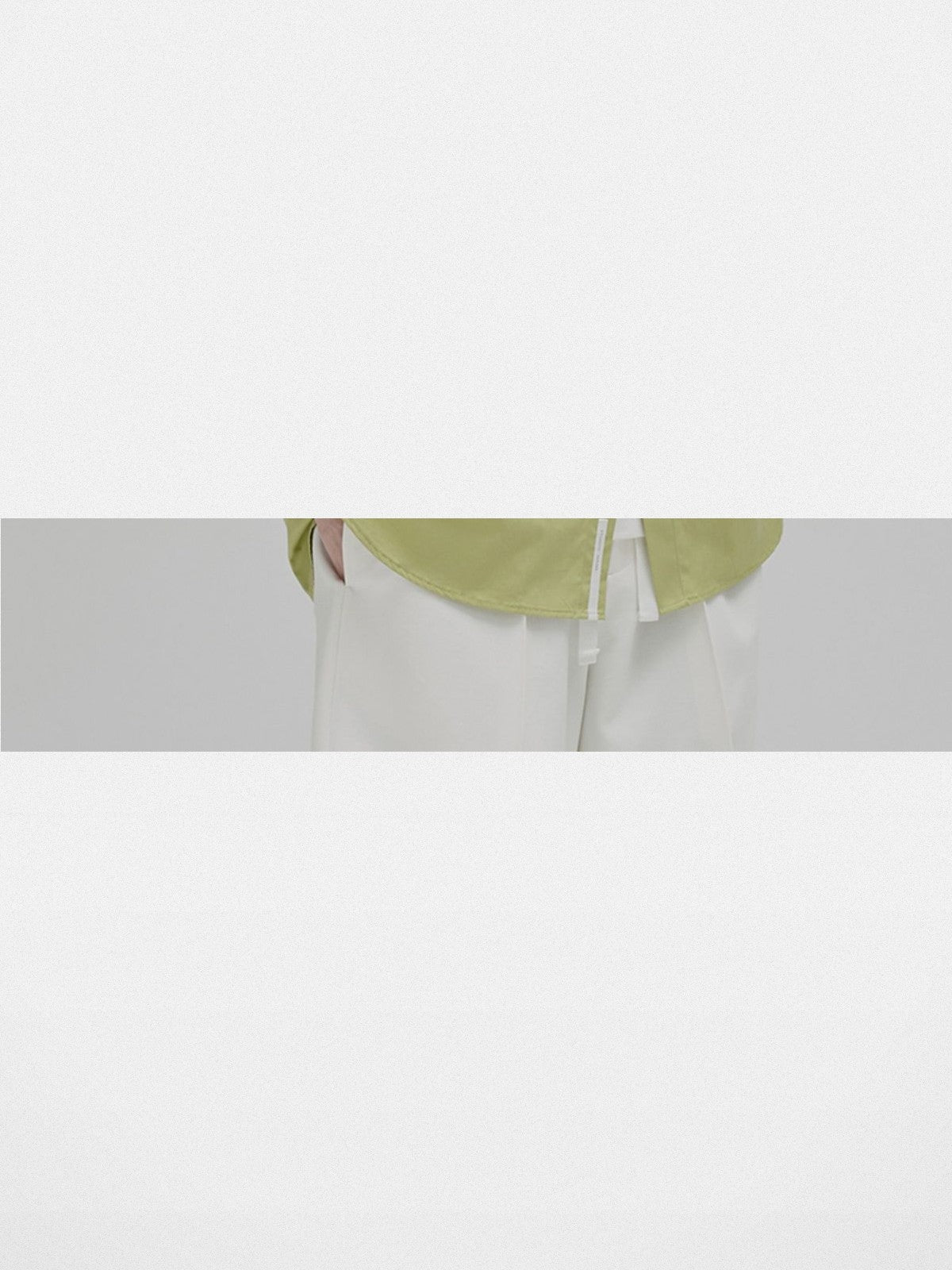 NANS Sand Washed Cotton Curved Hem Shirt in Green - On Model